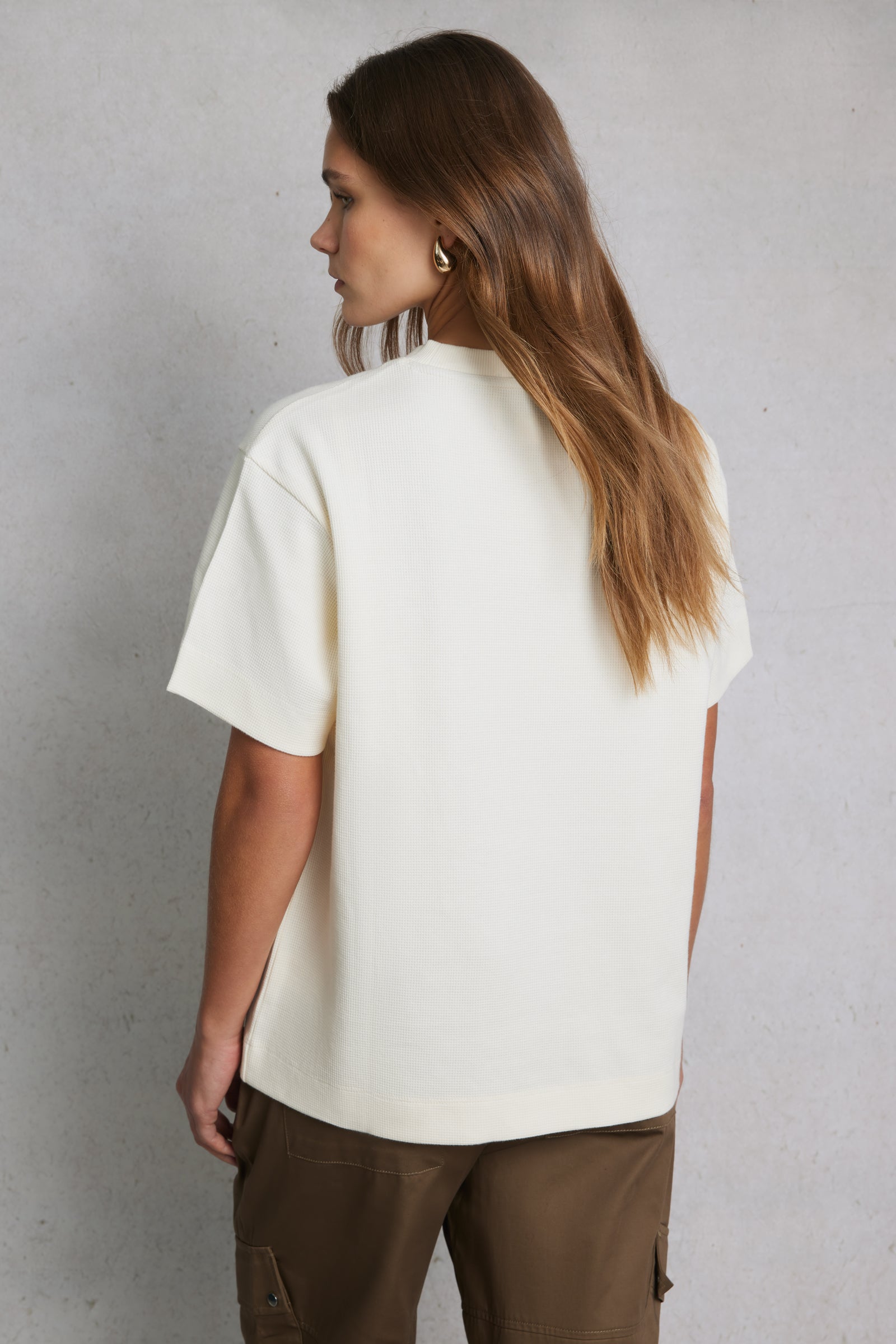 Waffle Boxy Tee 01 Off White