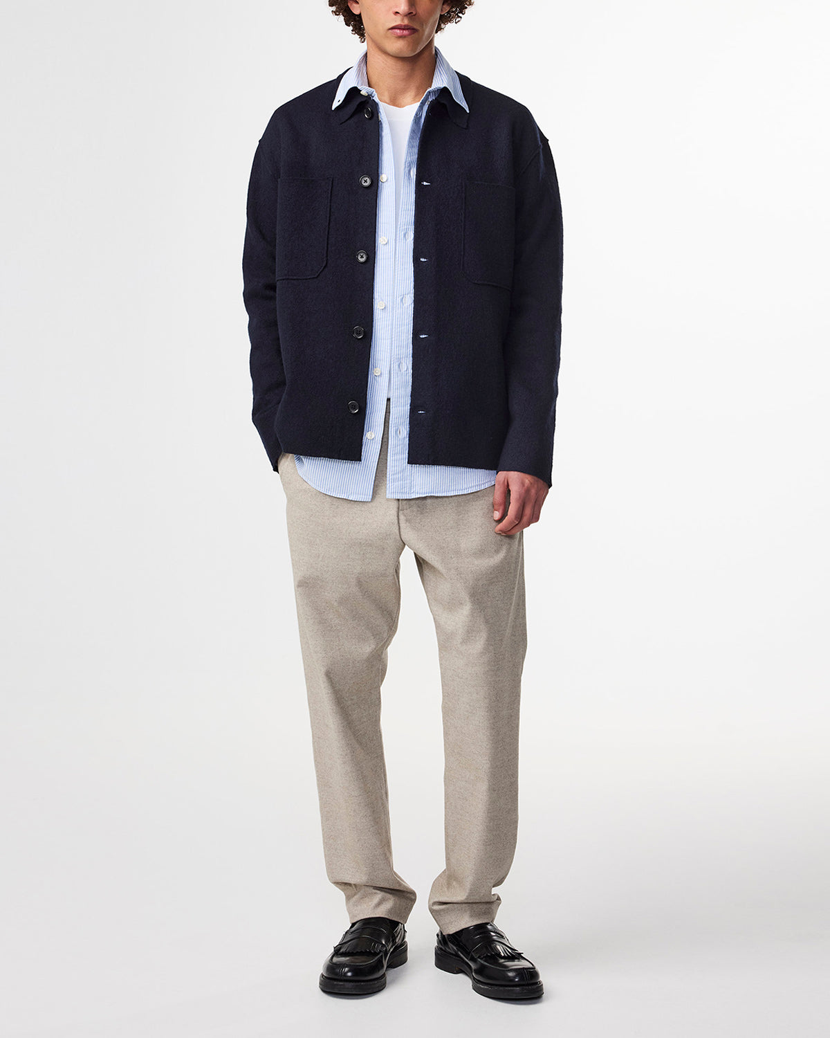Jonas Boiled Wool Overshirt Navy