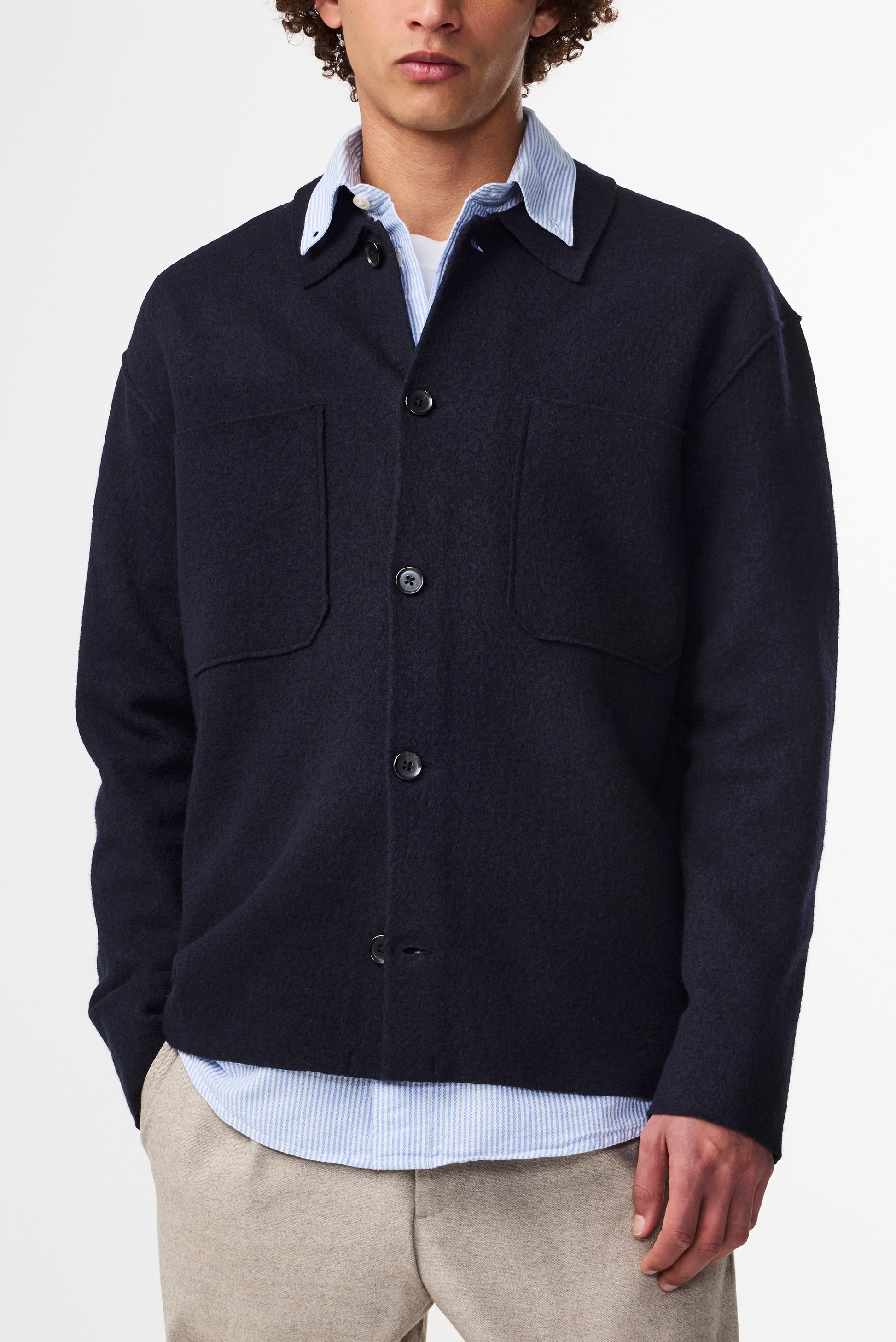 Jonas Boiled Wool Overshirt Navy