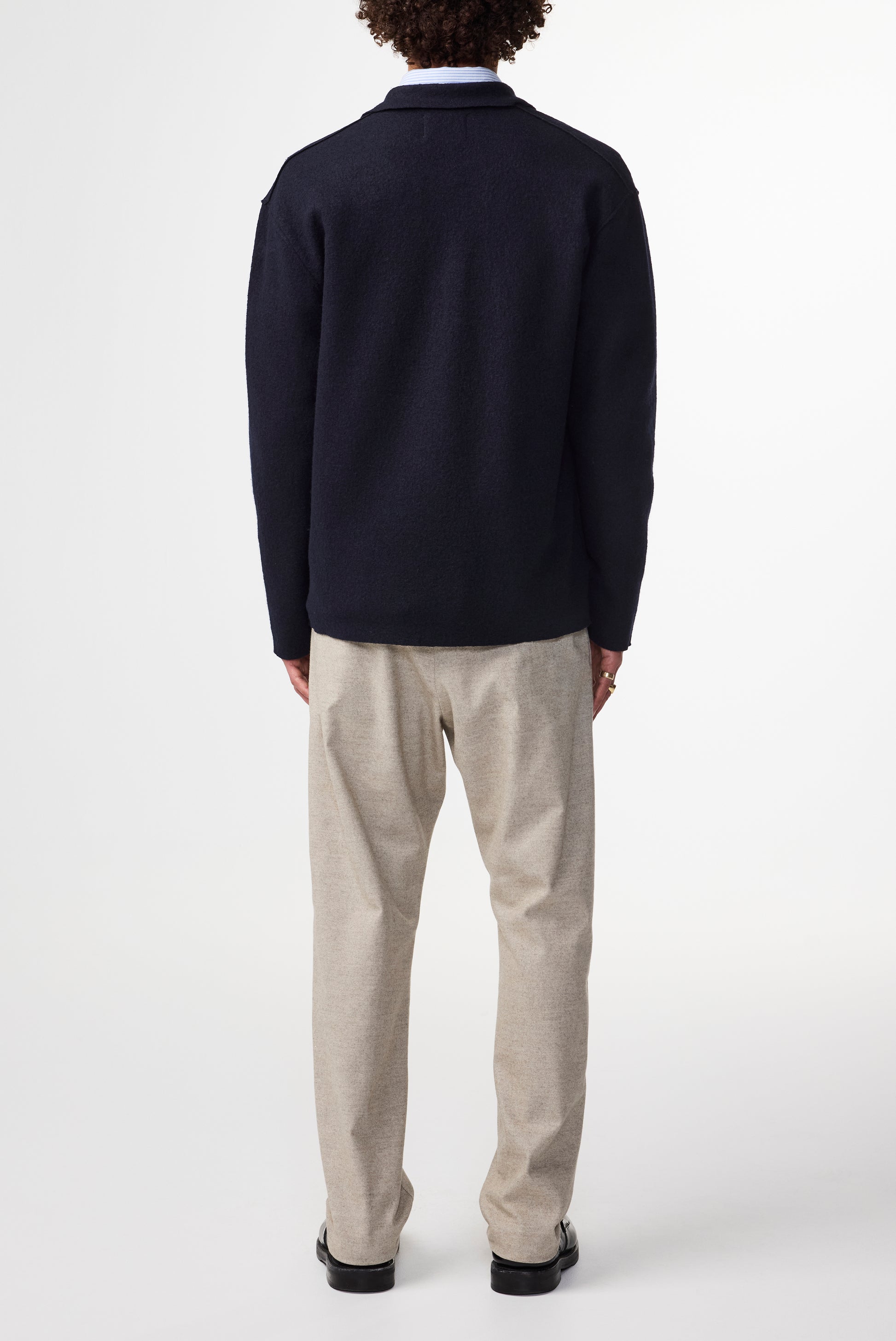 Jonas Boiled Wool Overshirt Navy