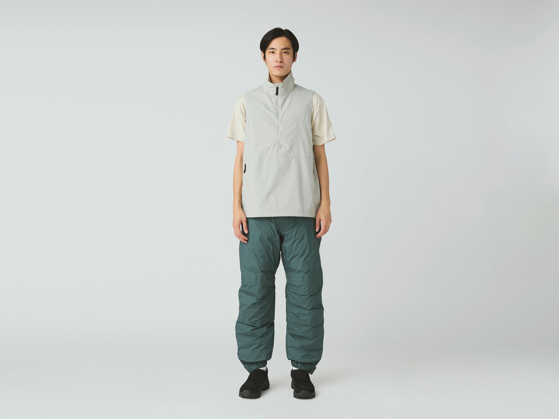 Nylon Tussah Utility Storage Vest Light Grey