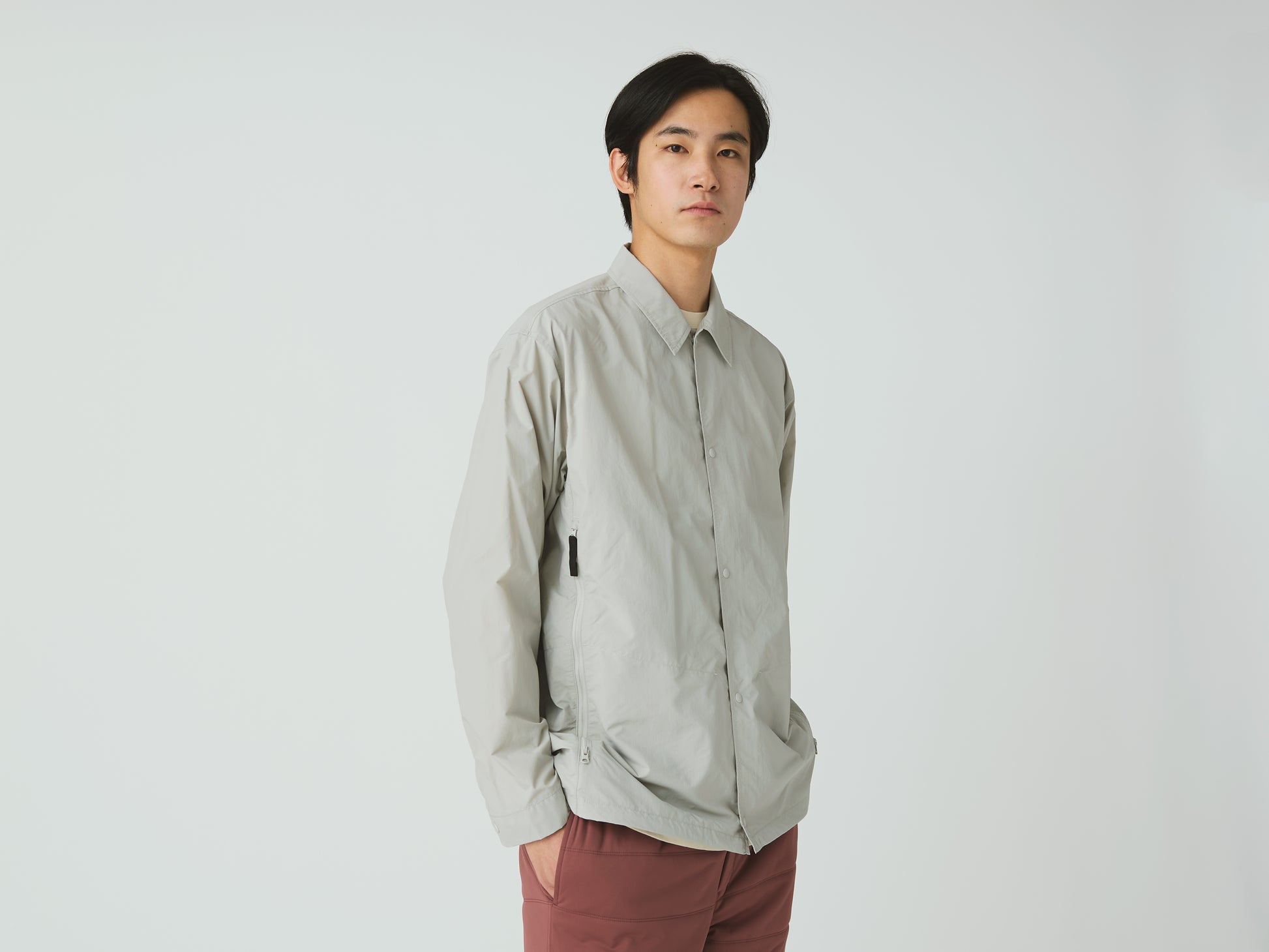 Nylon Tussah Utility Shirt Light Grey