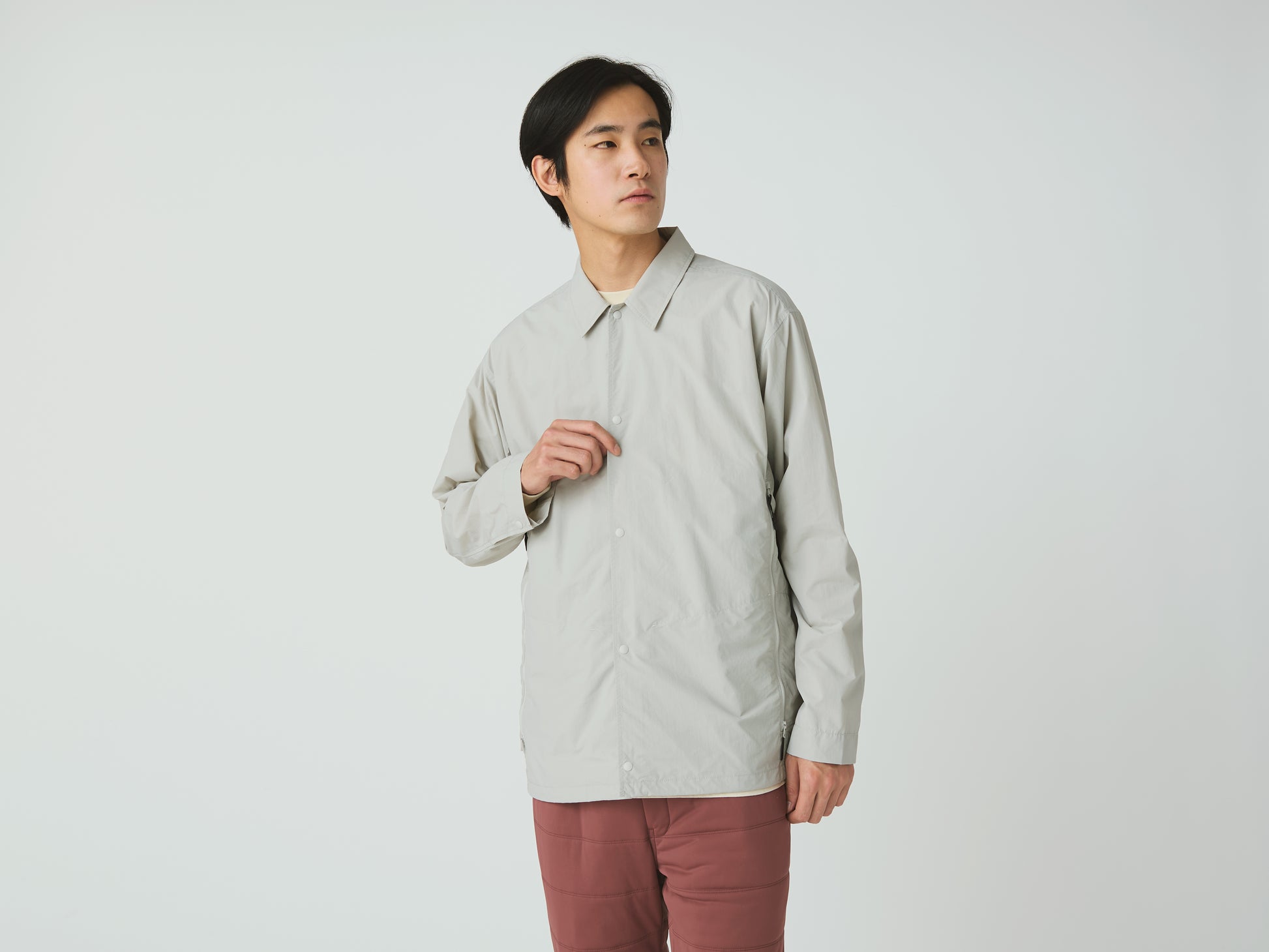 Nylon Tussah Utility Shirt Light Grey