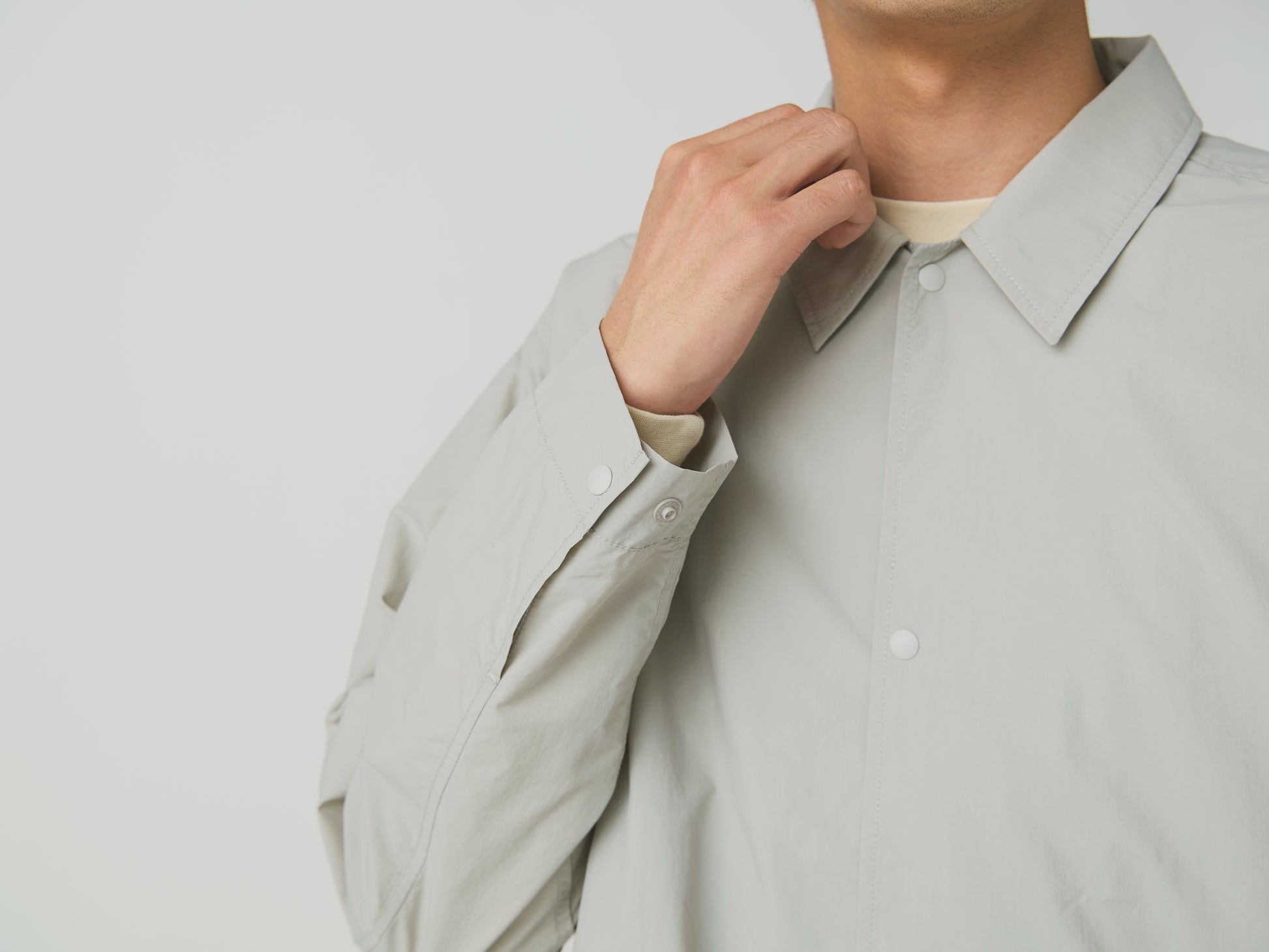 Nylon Tussah Utility Shirt Light Grey