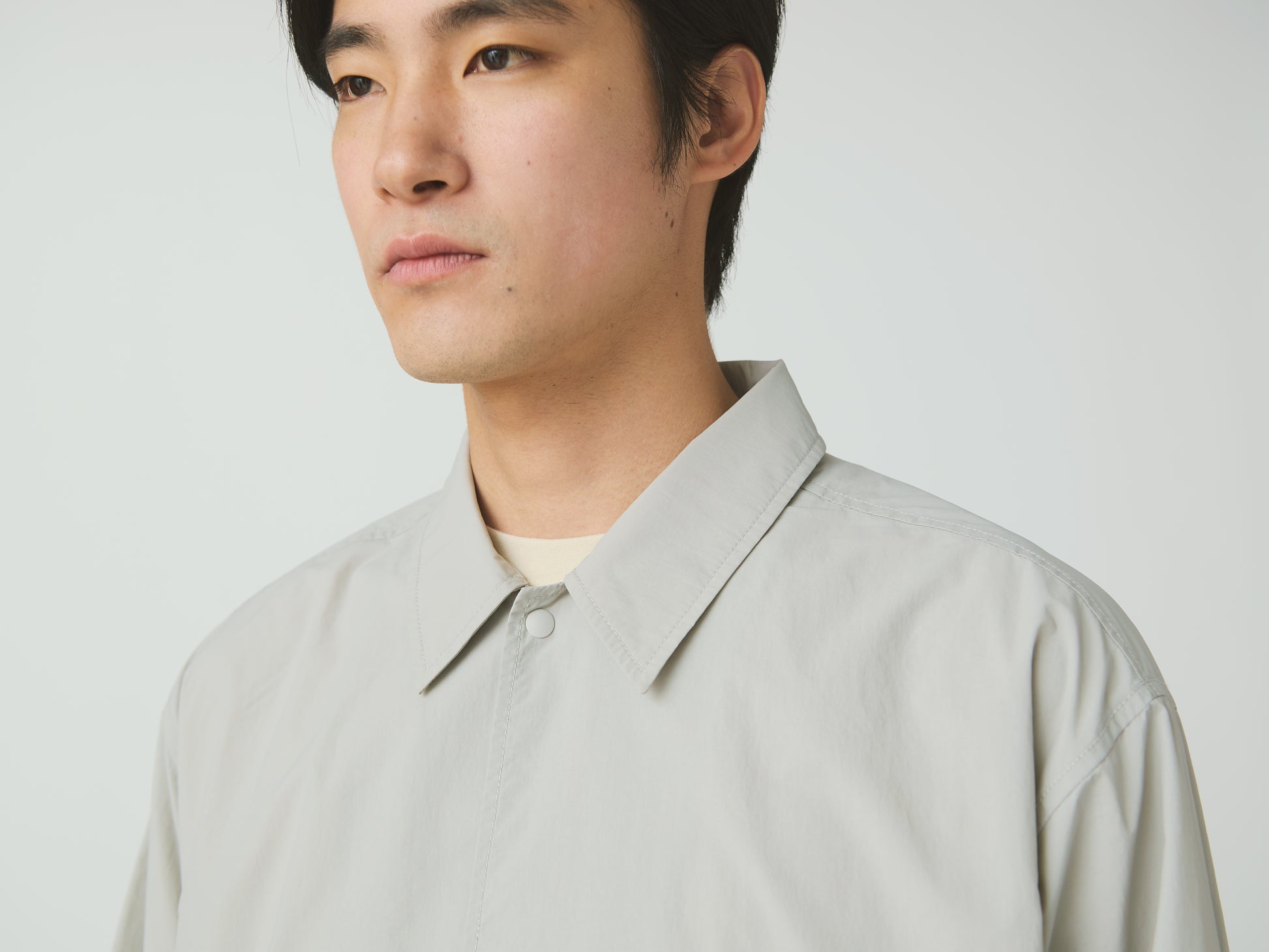Nylon Tussah Utility Shirt Light Grey