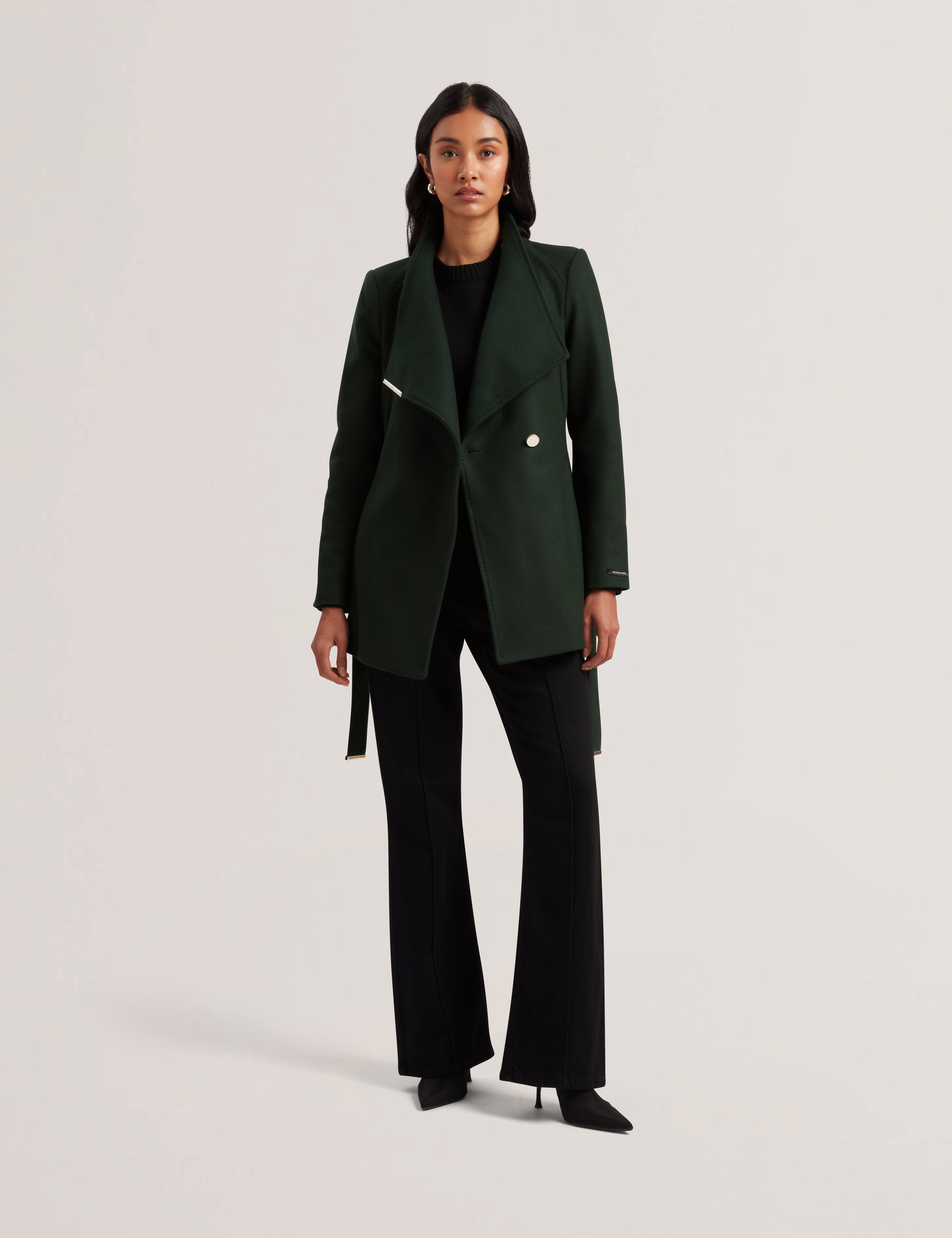 Rosess Short Belted Wool Wrap Coat