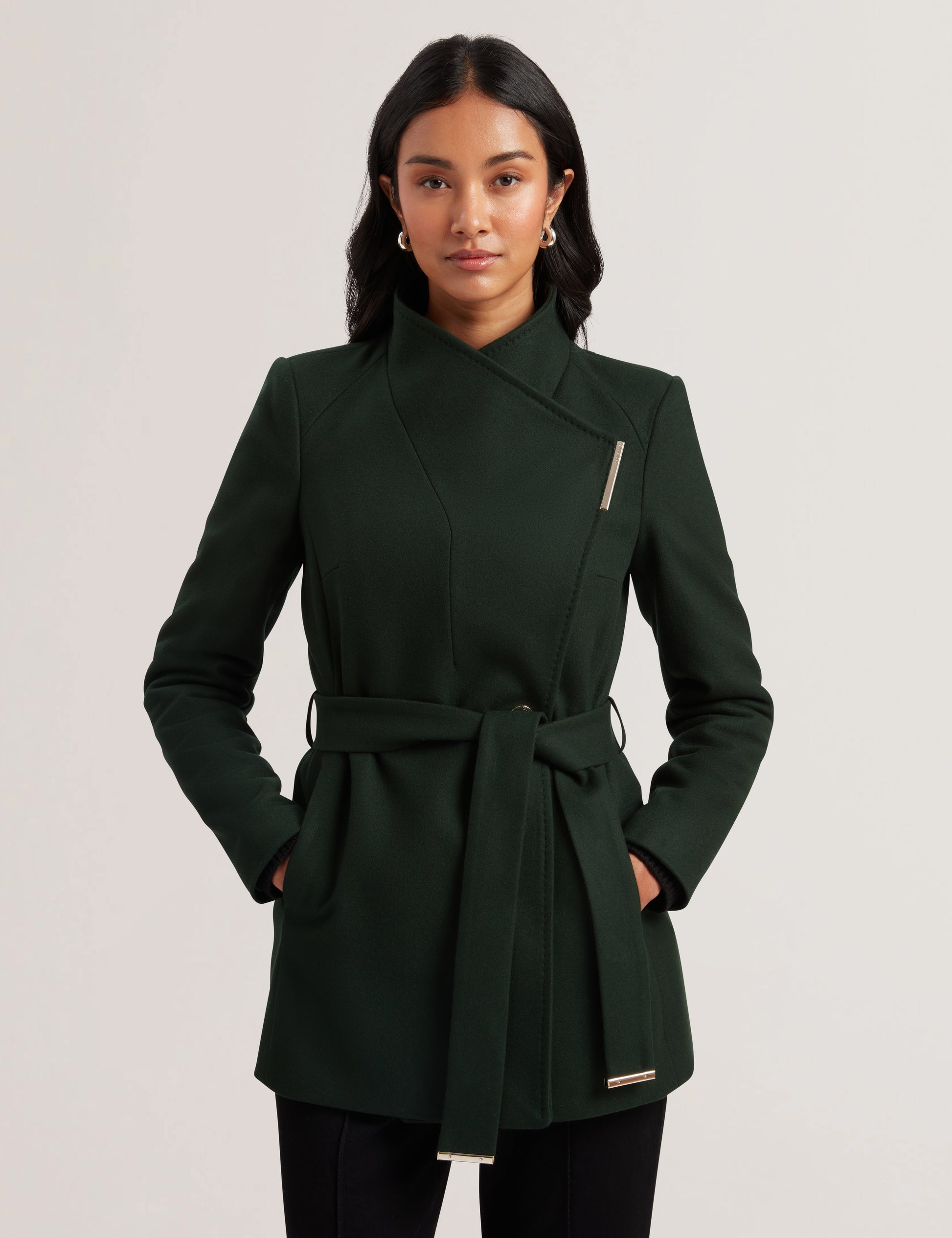 Rosess Short Belted Wool Wrap Coat