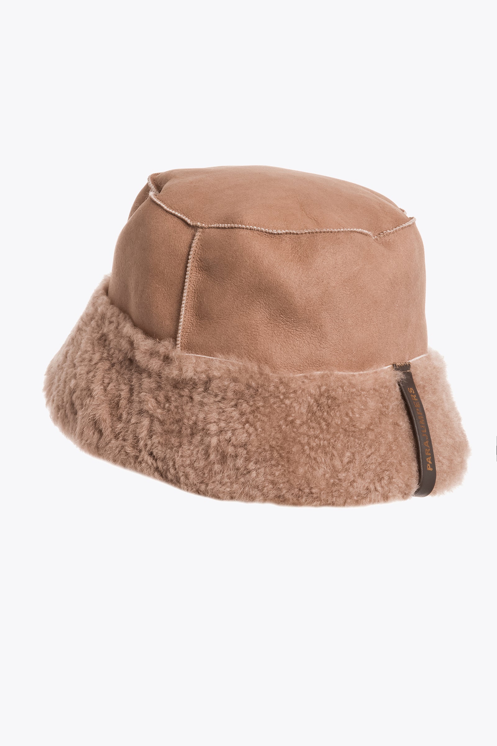 Shearling Fluffy Bucket Hat Almond