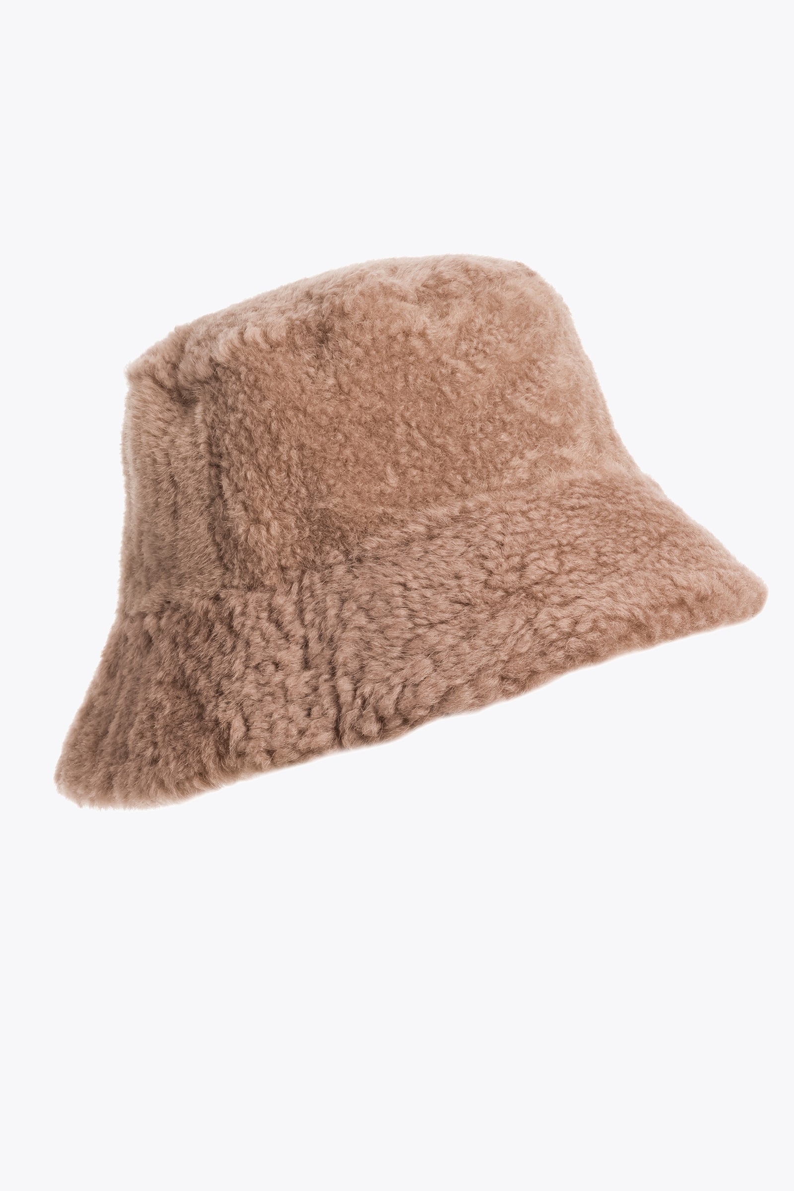 Shearling Fluffy Bucket Hat Almond