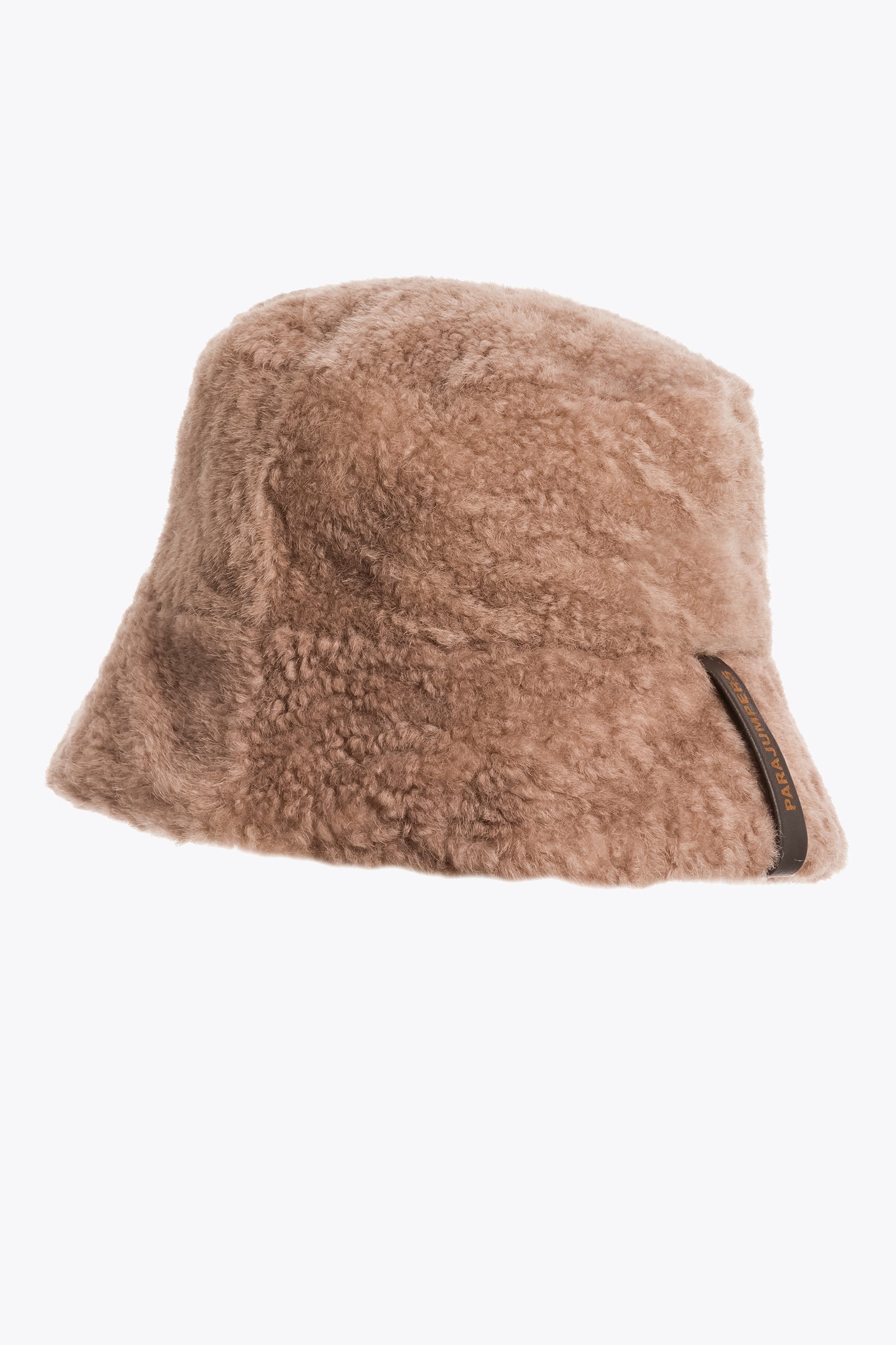 Shearling Fluffy Bucket Hat Almond