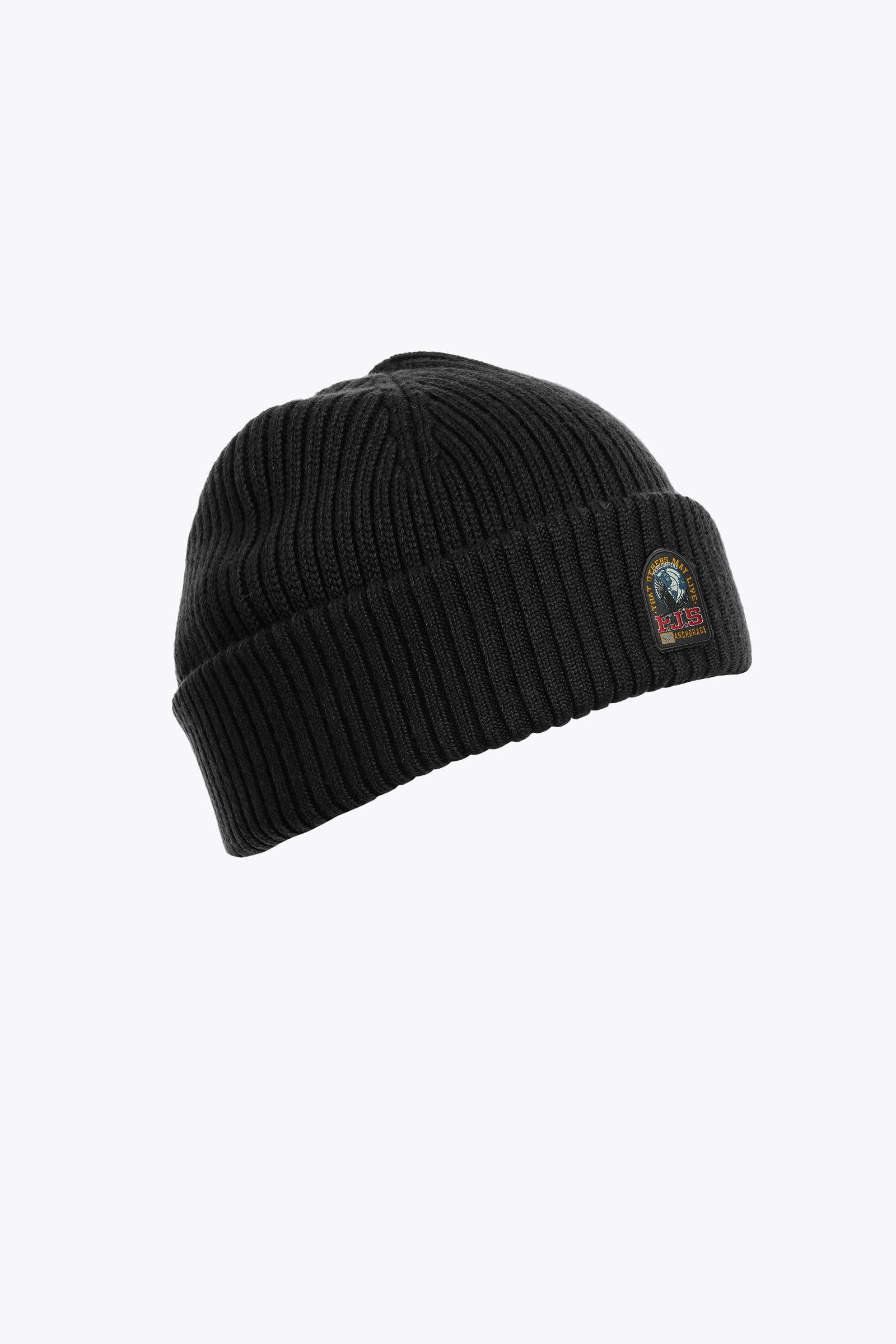 Rib hat knitted beanie Black