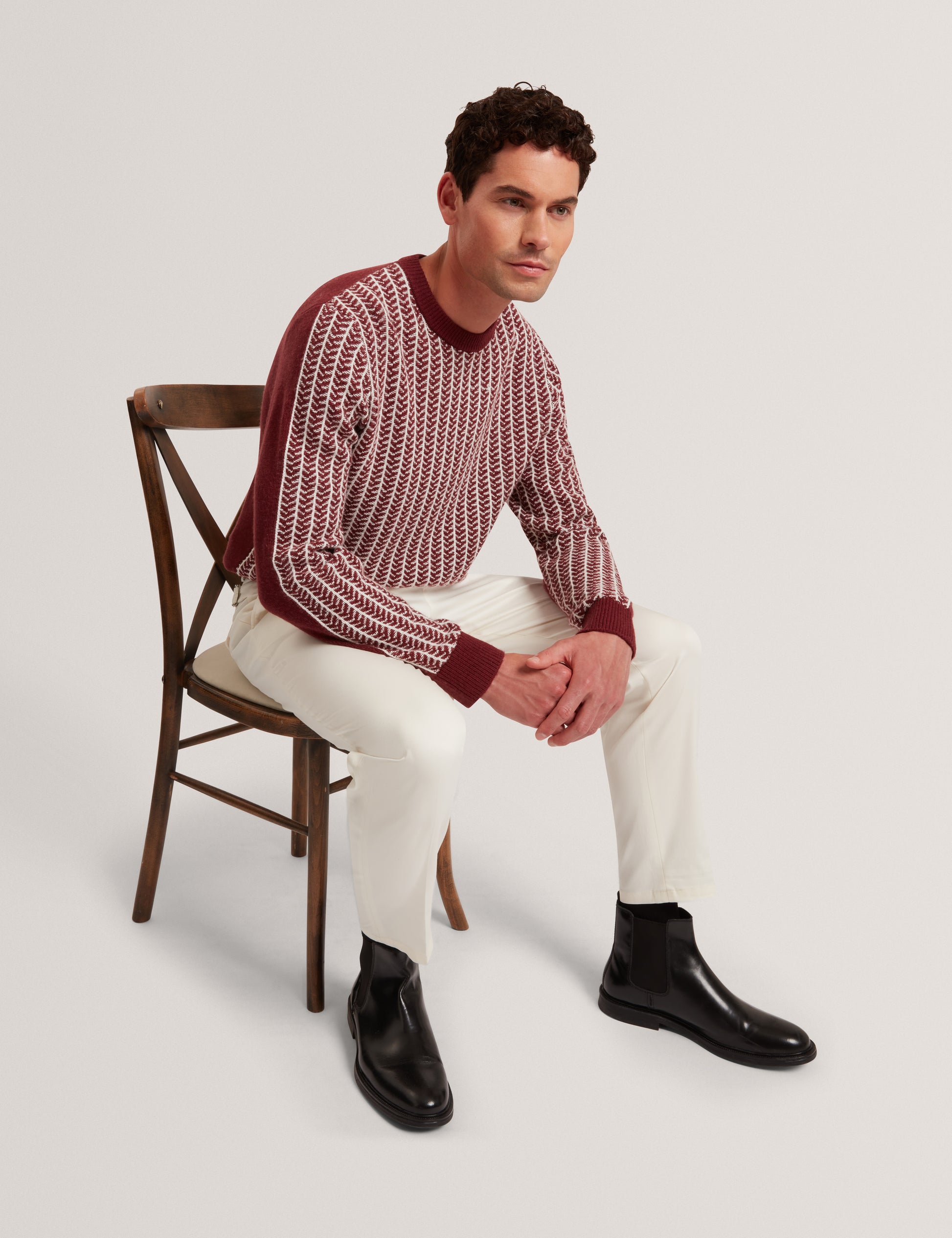 Frankez Textured Crew Neck