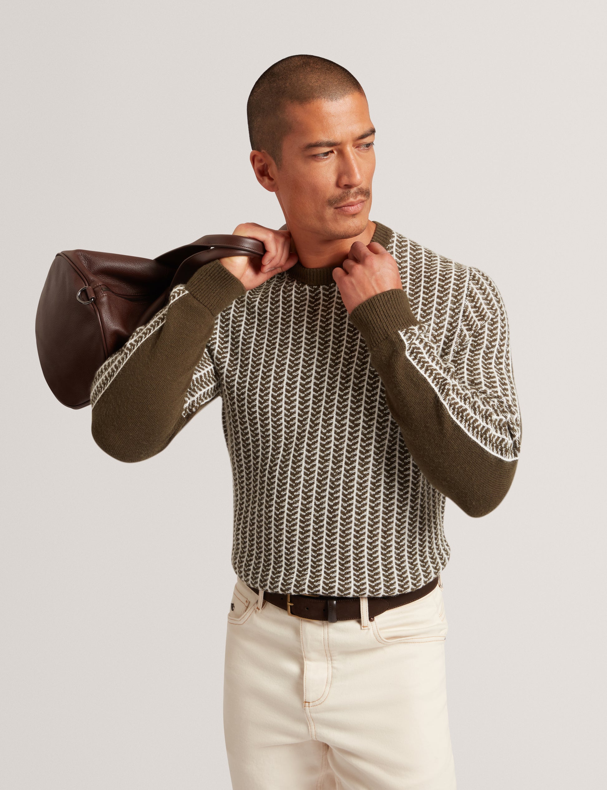Frankez Textured Crew Neck