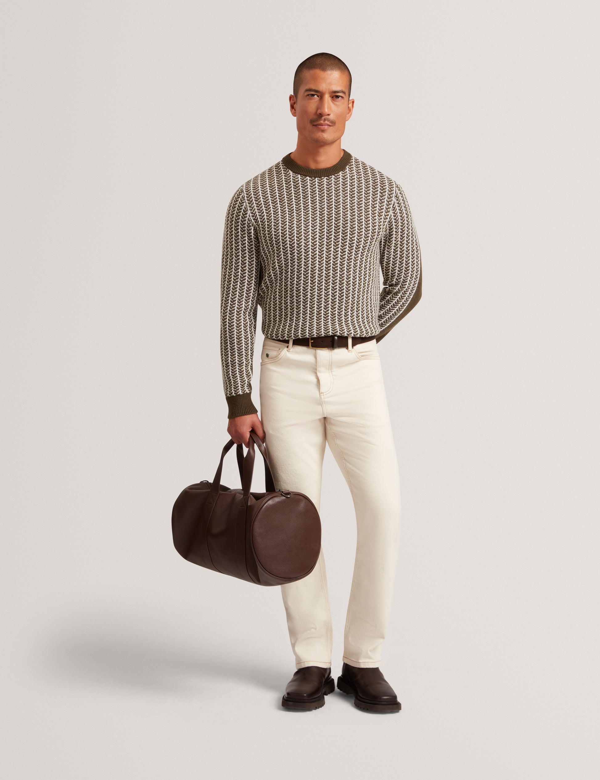 Frankez Textured Crew Neck