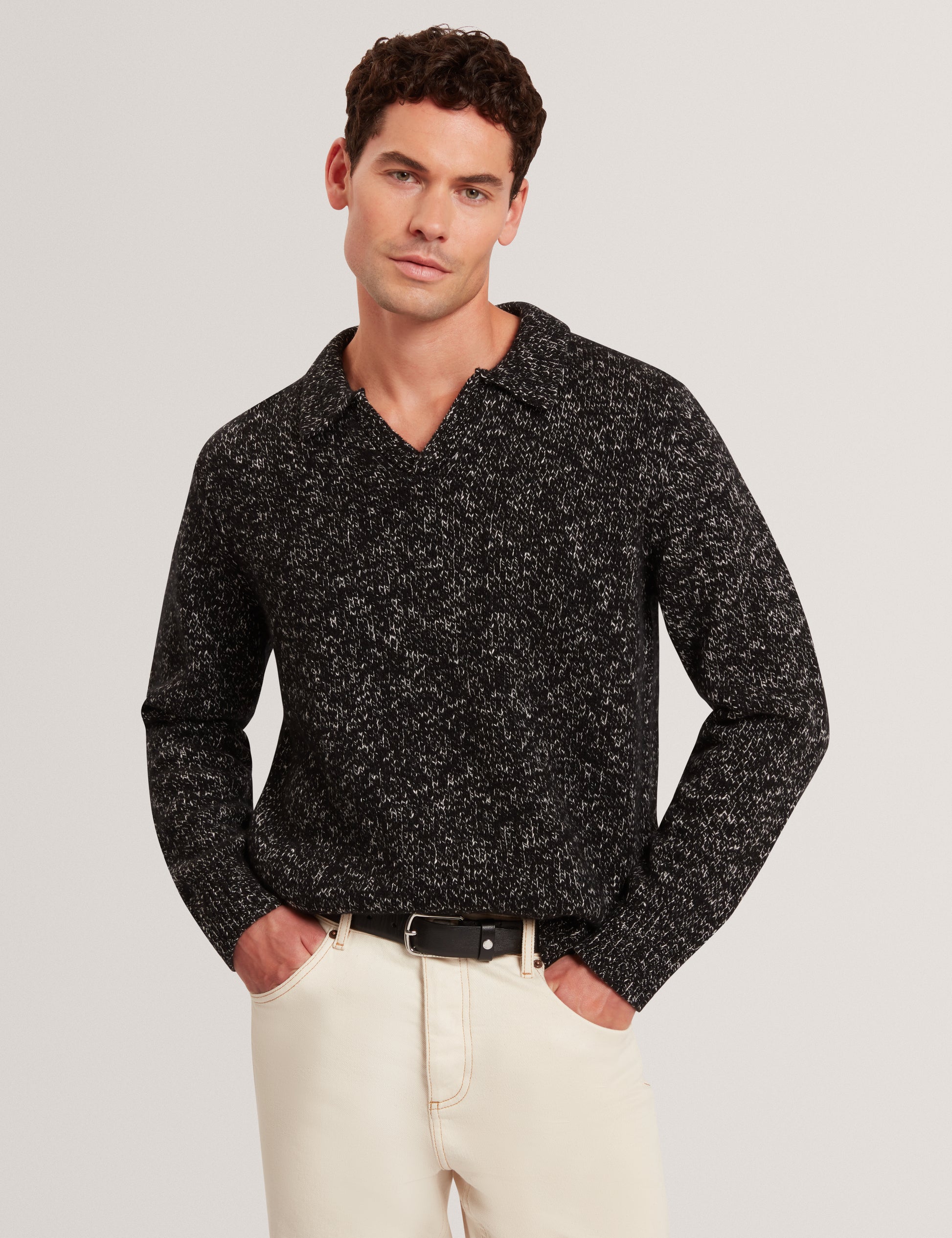 Berreto Relaxed Open Neck Twisted Polo