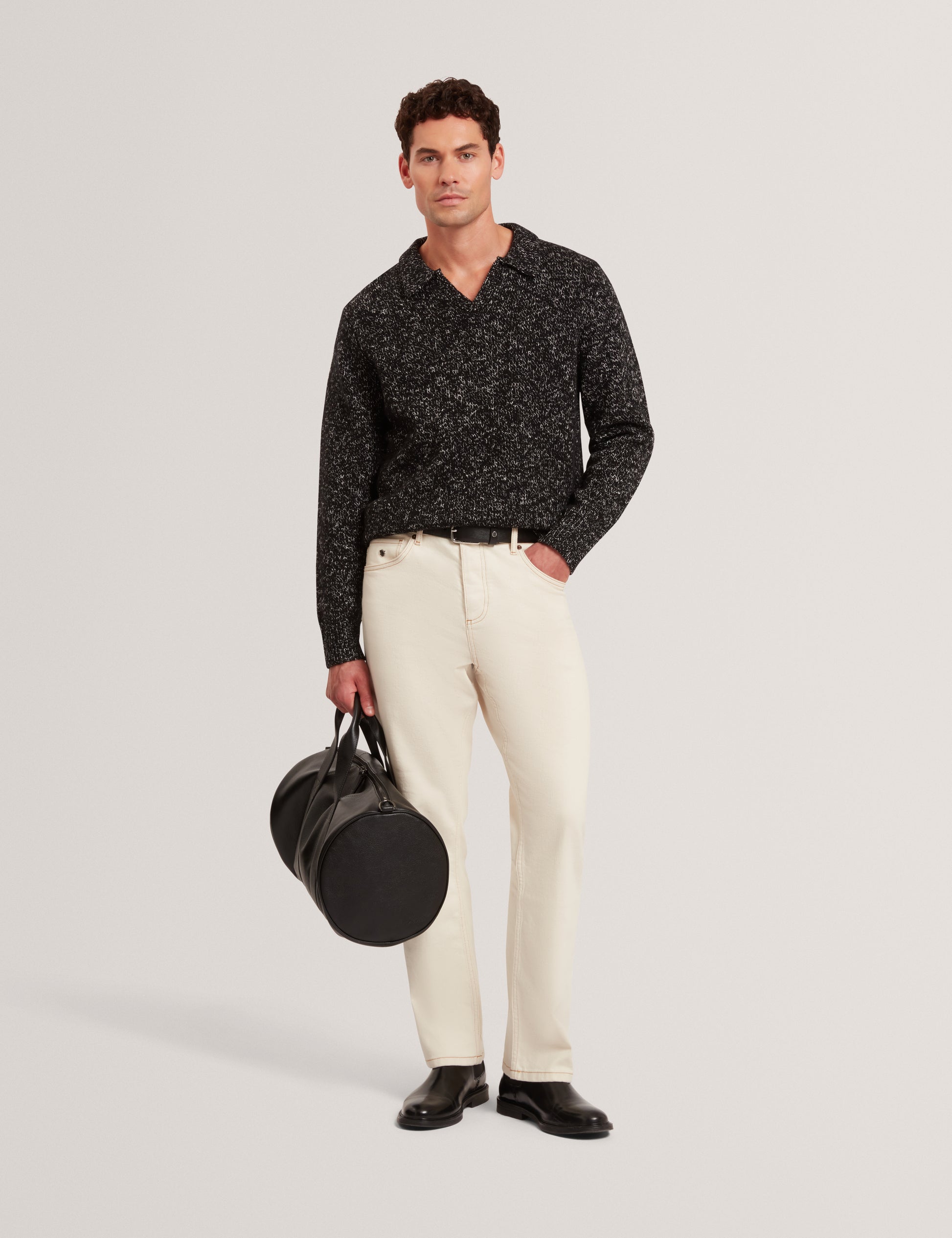Berreto Relaxed Open Neck Twisted Polo