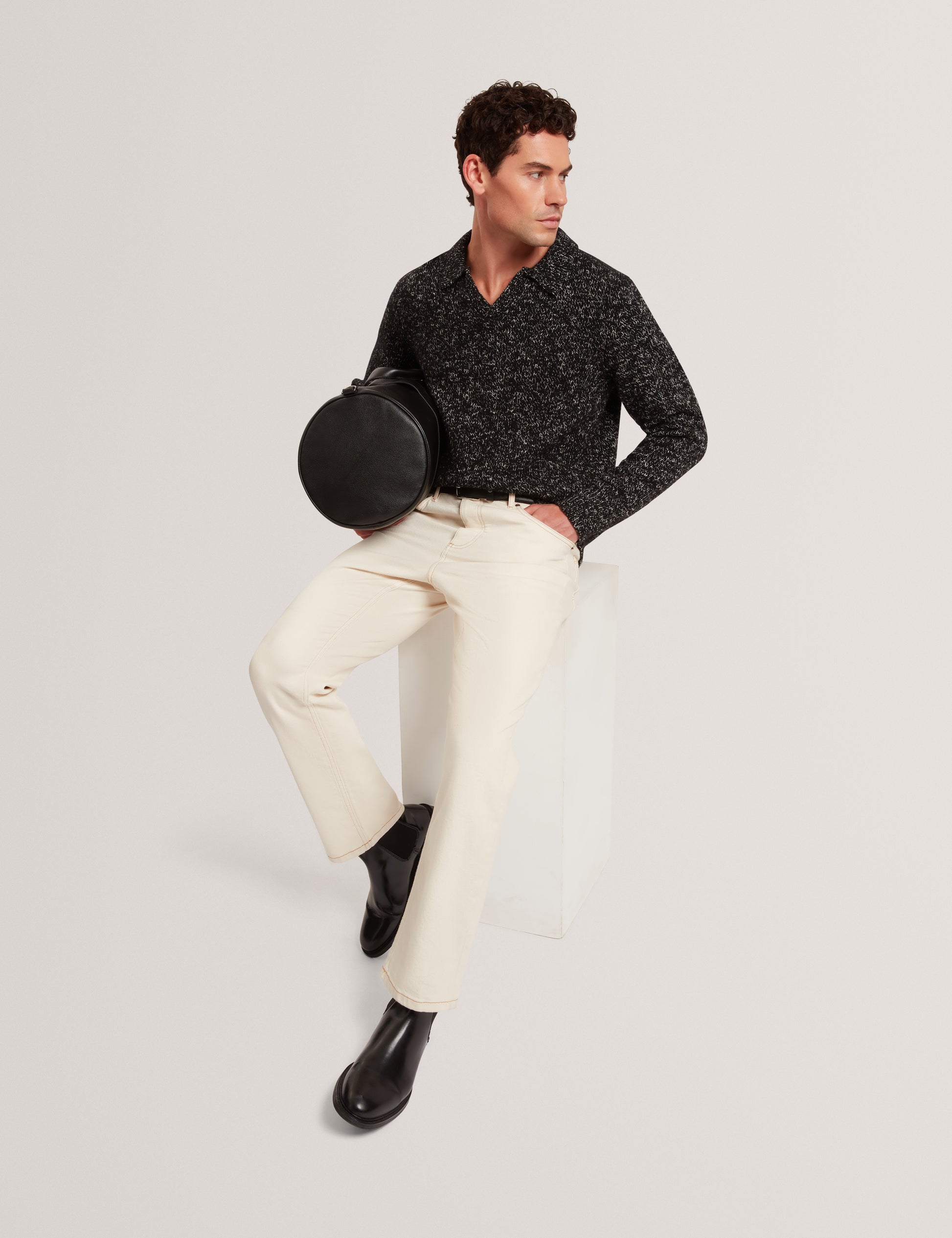 Berreto Relaxed Open Neck Twisted Polo