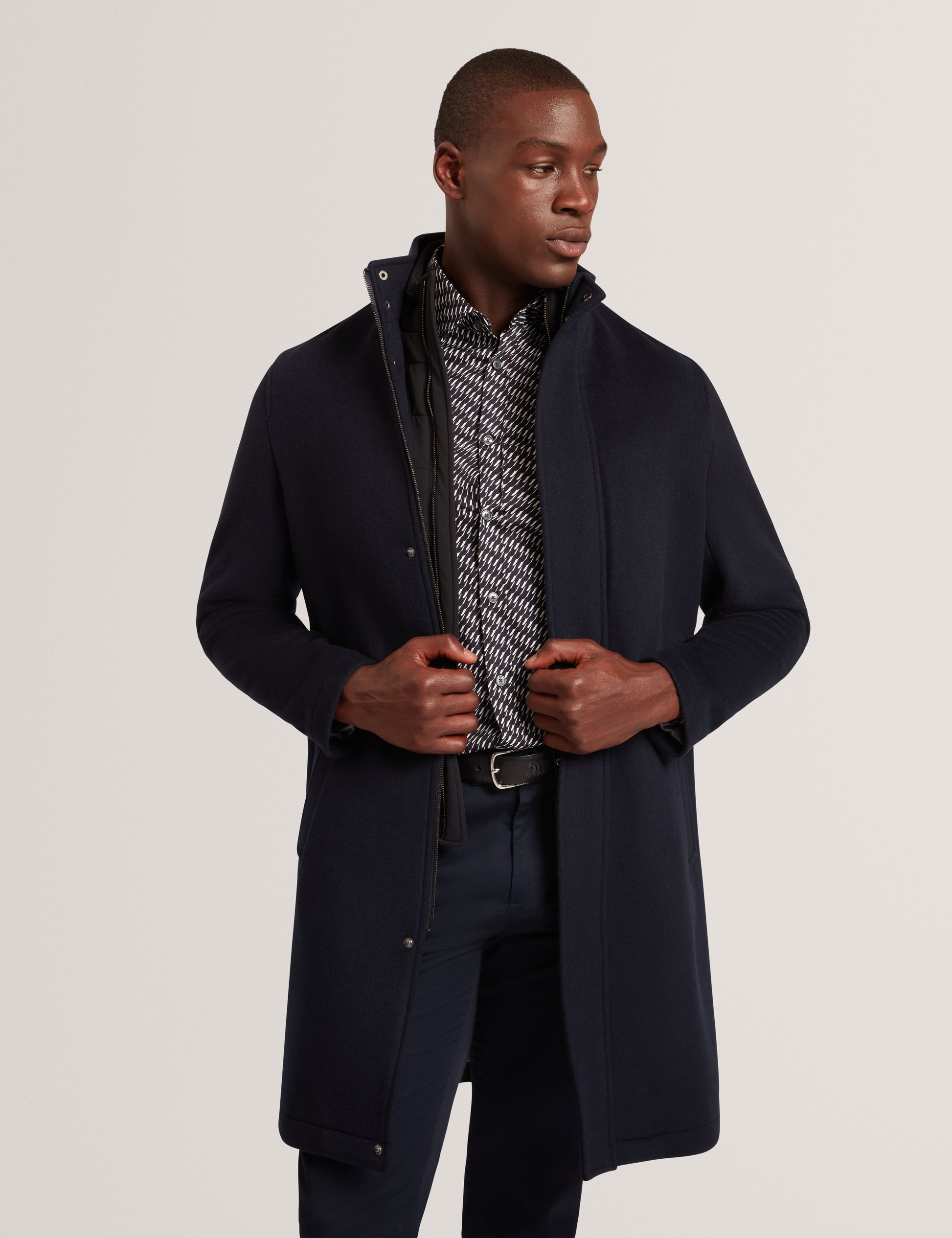 Morleey Wool Blend Funnel Neck Coat