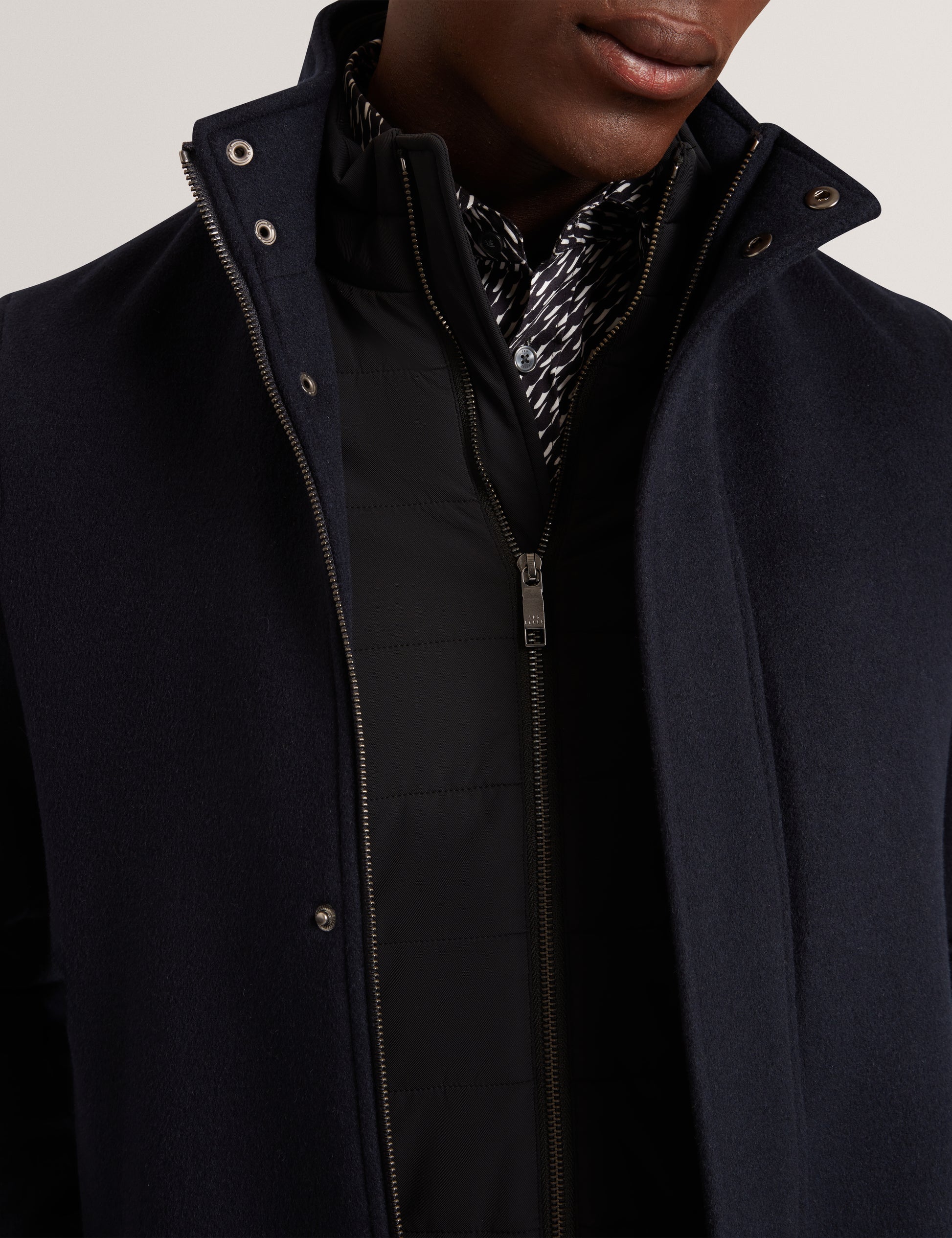 Morleey Wool Blend Funnel Neck Coat
