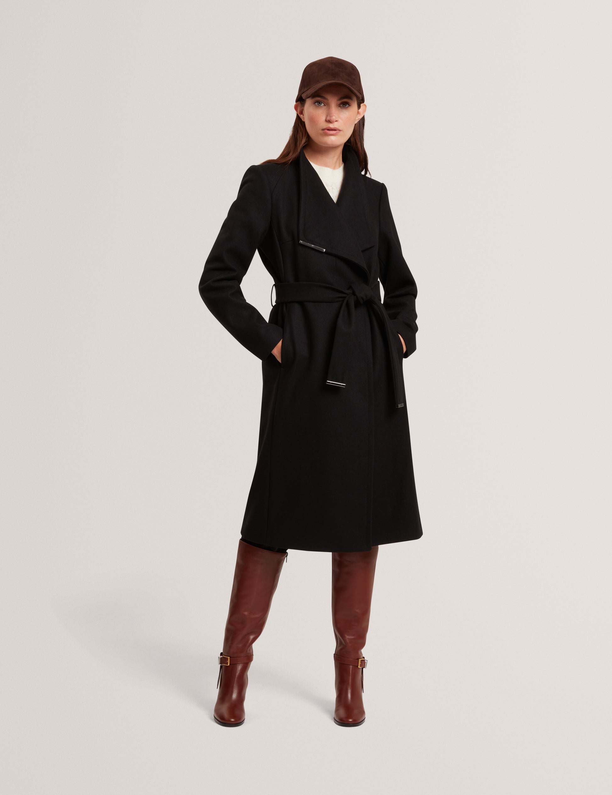 Rose Mid Length Belted Wool Wrap Coat