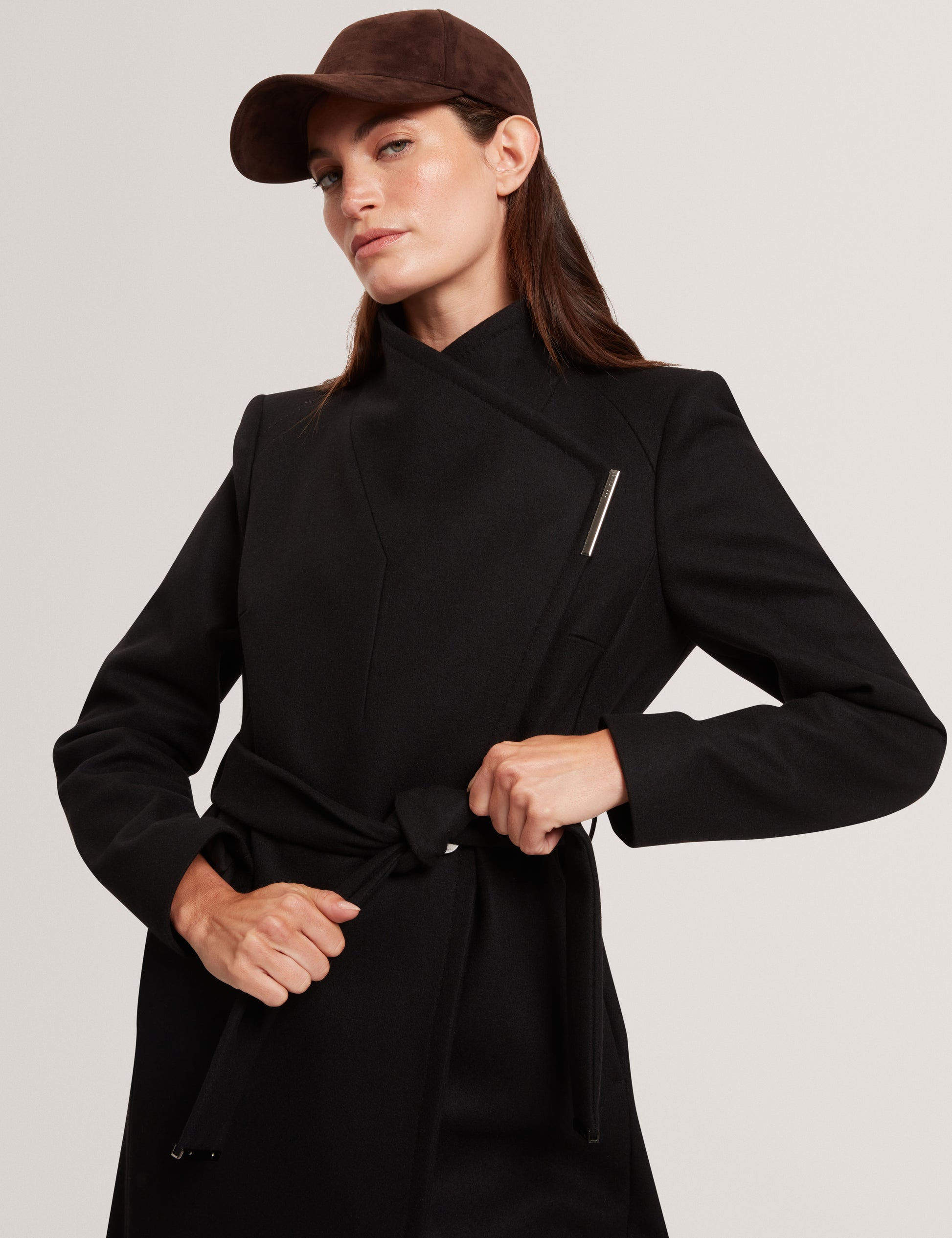 Rose Mid Length Belted Wool Wrap Coat
