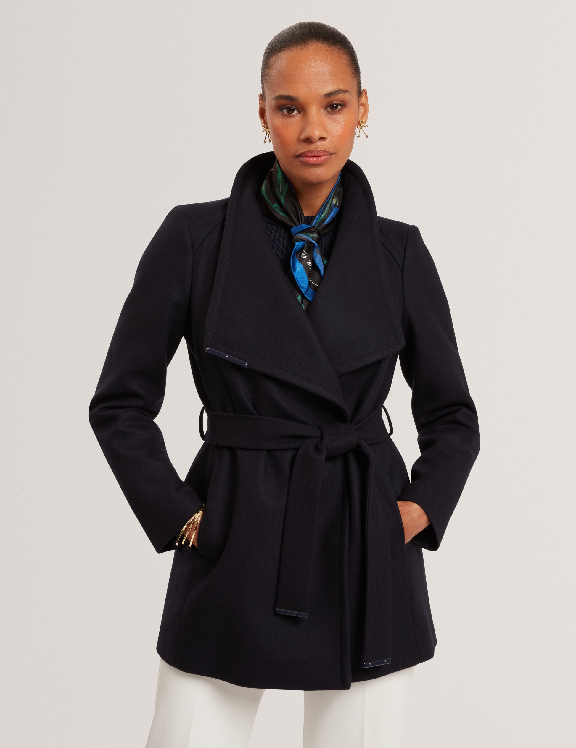 Rosess Short Belted Wool Wrap Coat