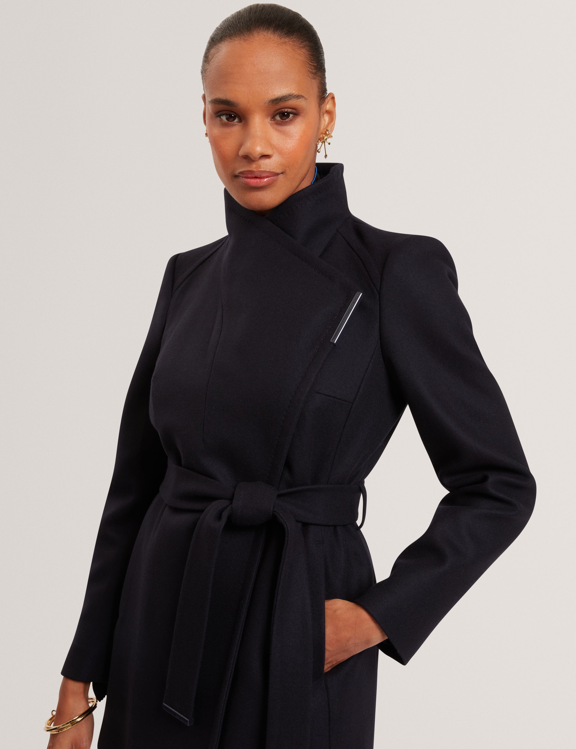 Rosess Short Belted Wool Wrap Coat