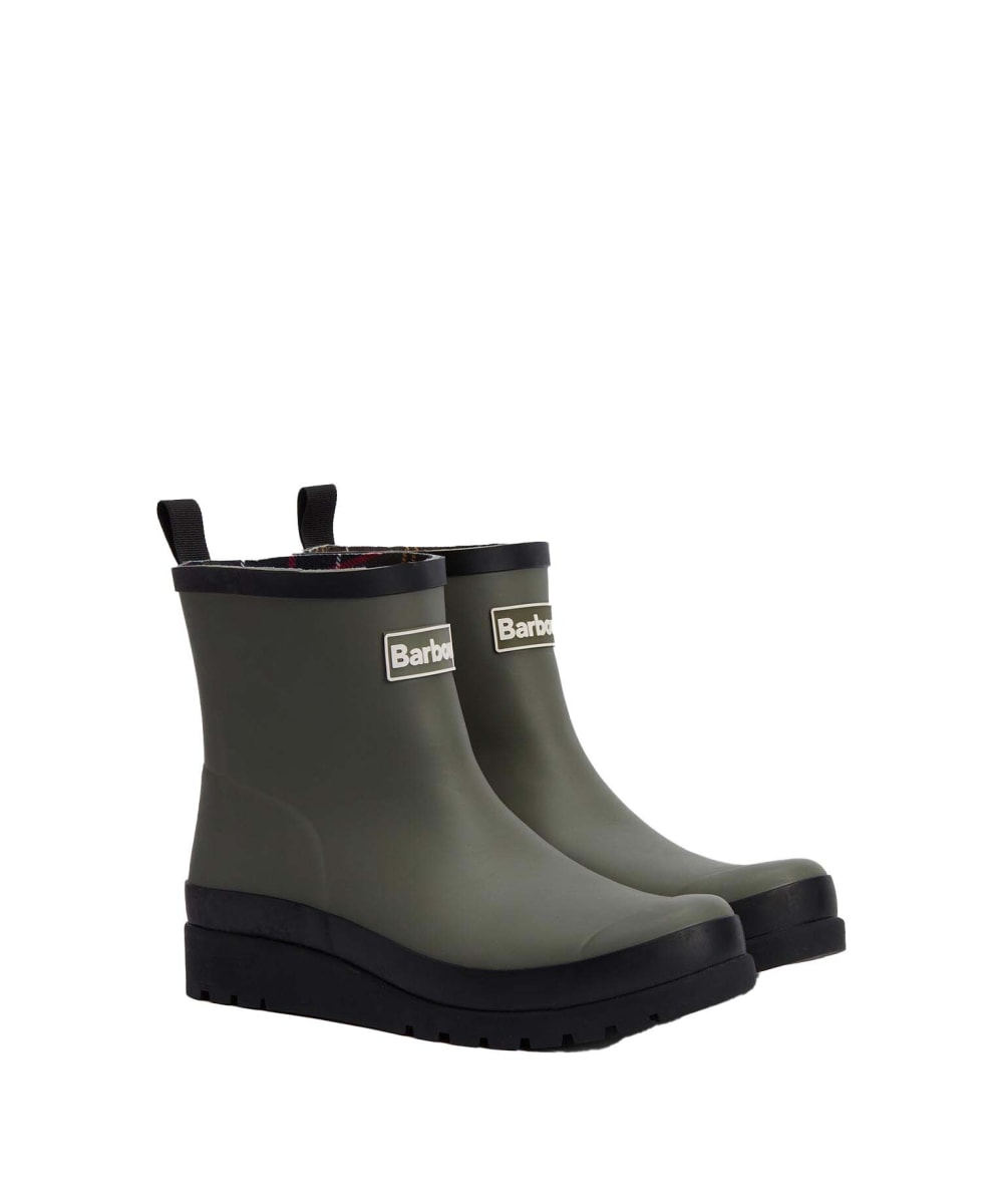Portree Wedge Welly - Olive/Black