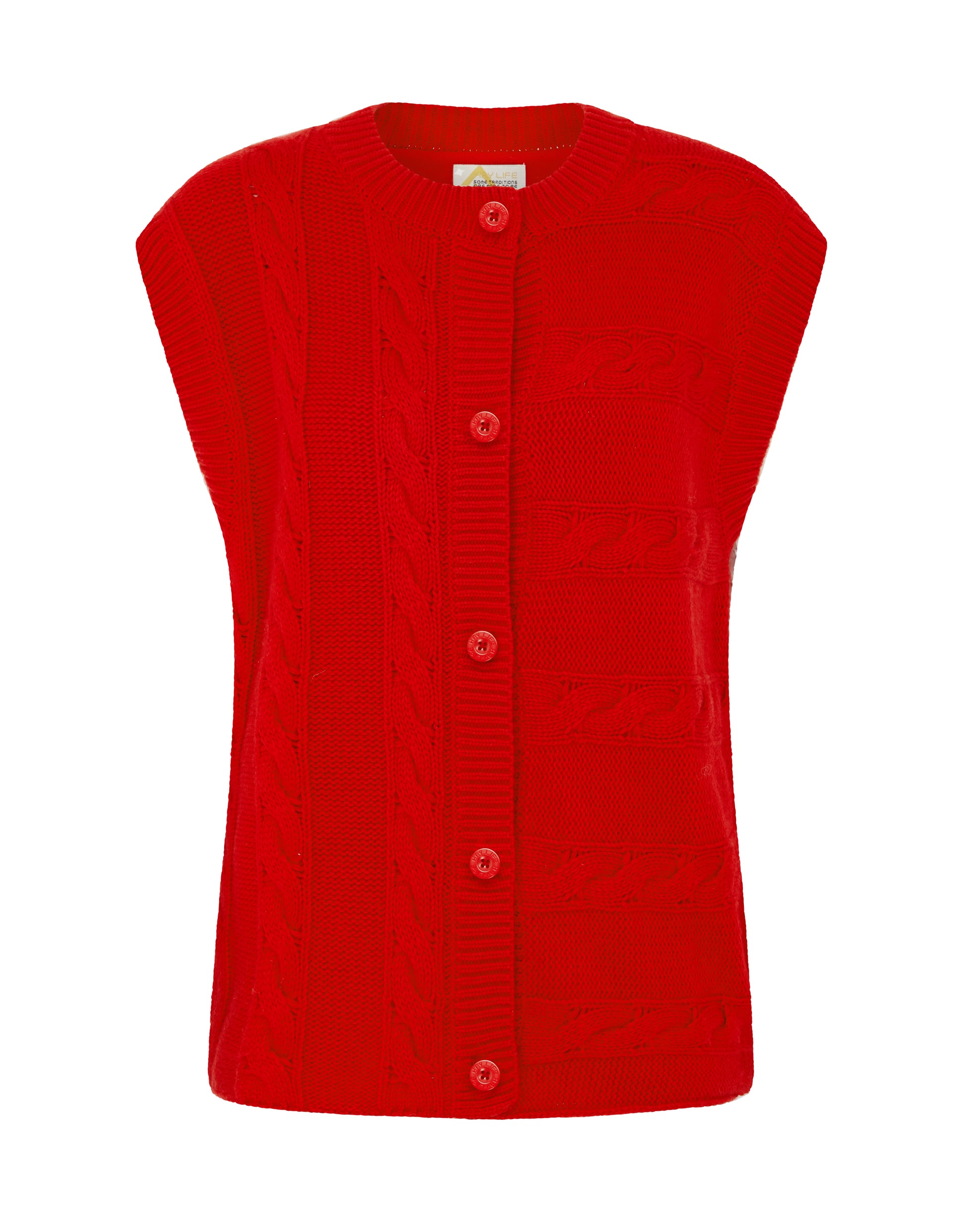 Pace Button Front Vest Cherry Red