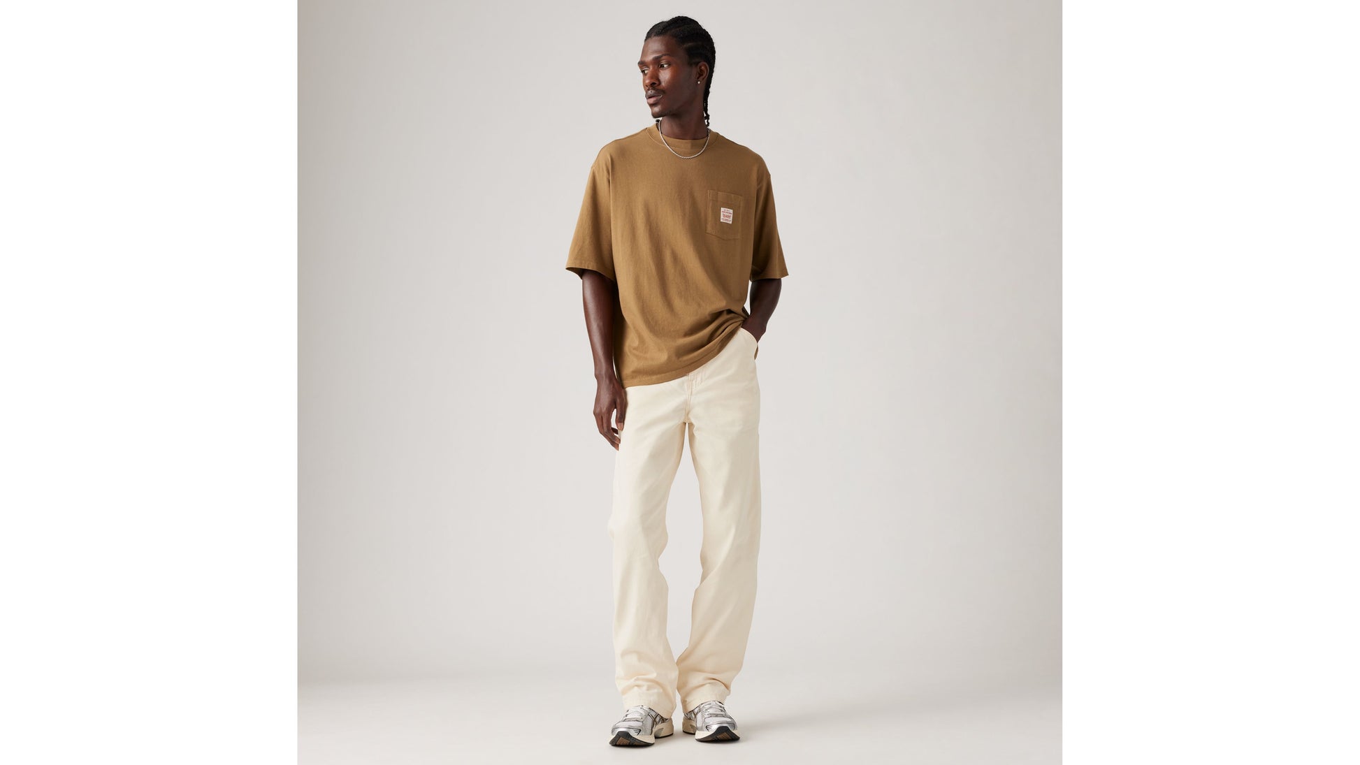 568 Loose Straight Carpenter Trousers Undyed Ecru
