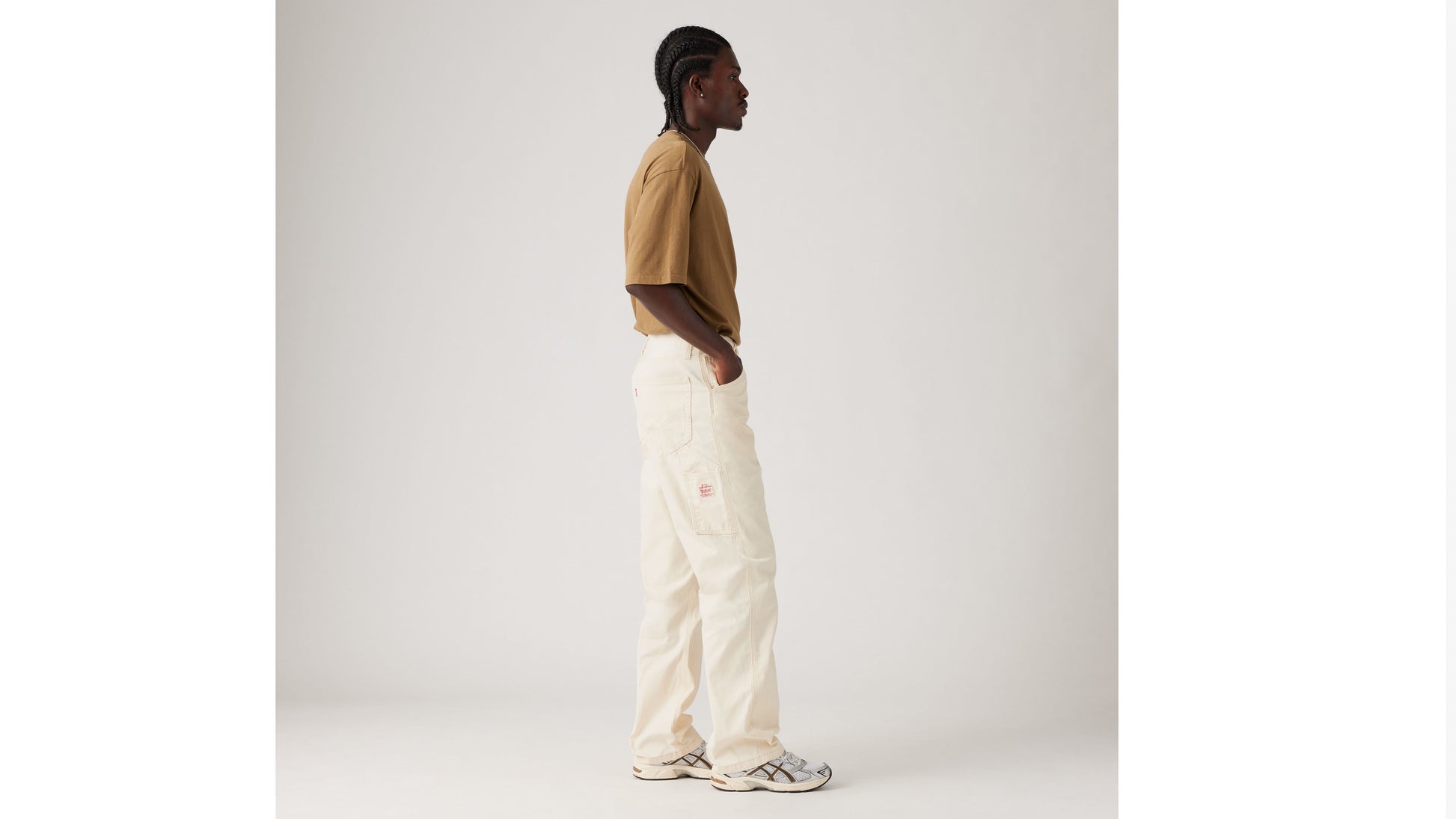 568 Loose Straight Carpenter Trousers Undyed Ecru