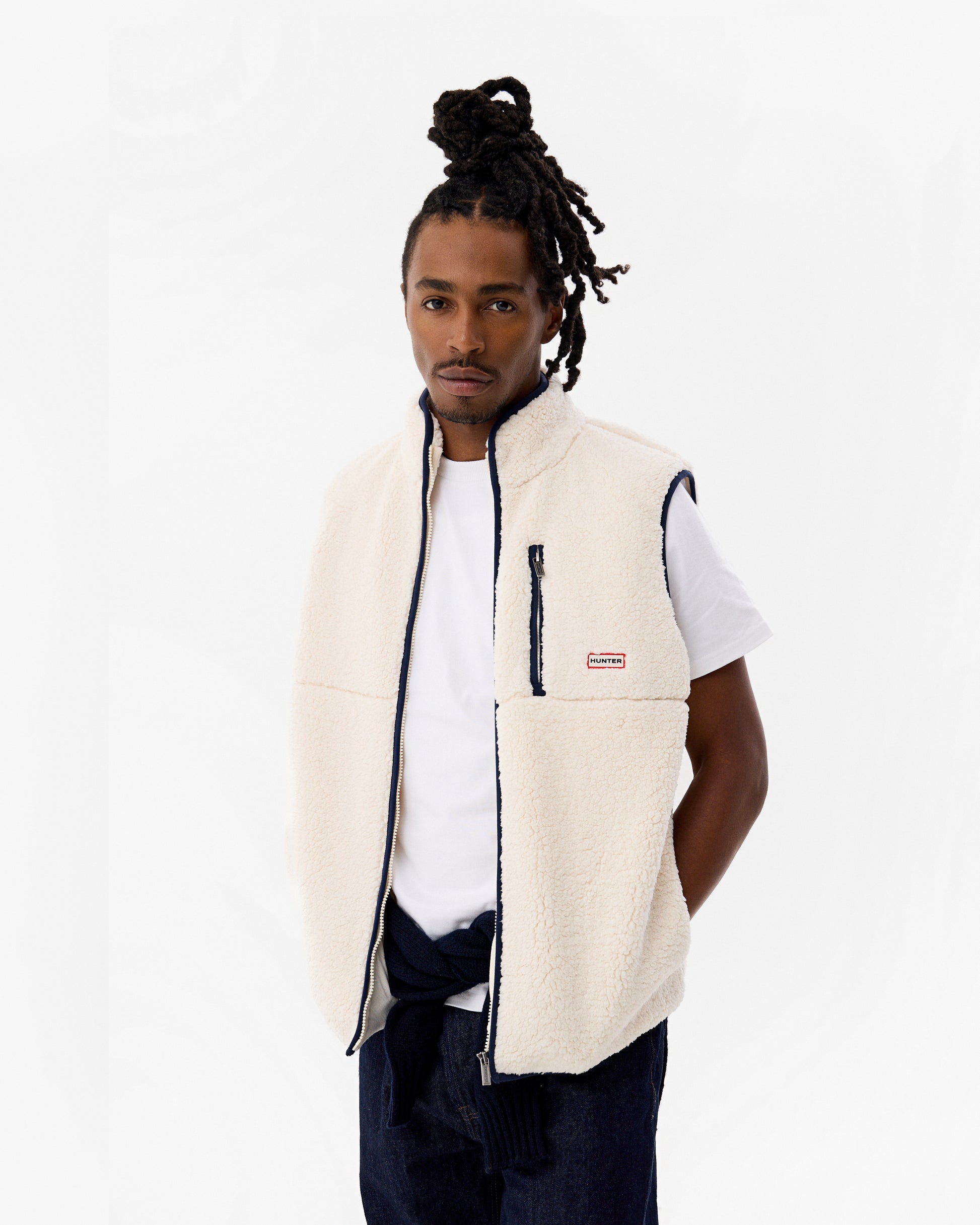 Drill Fleece Gilet Antique White