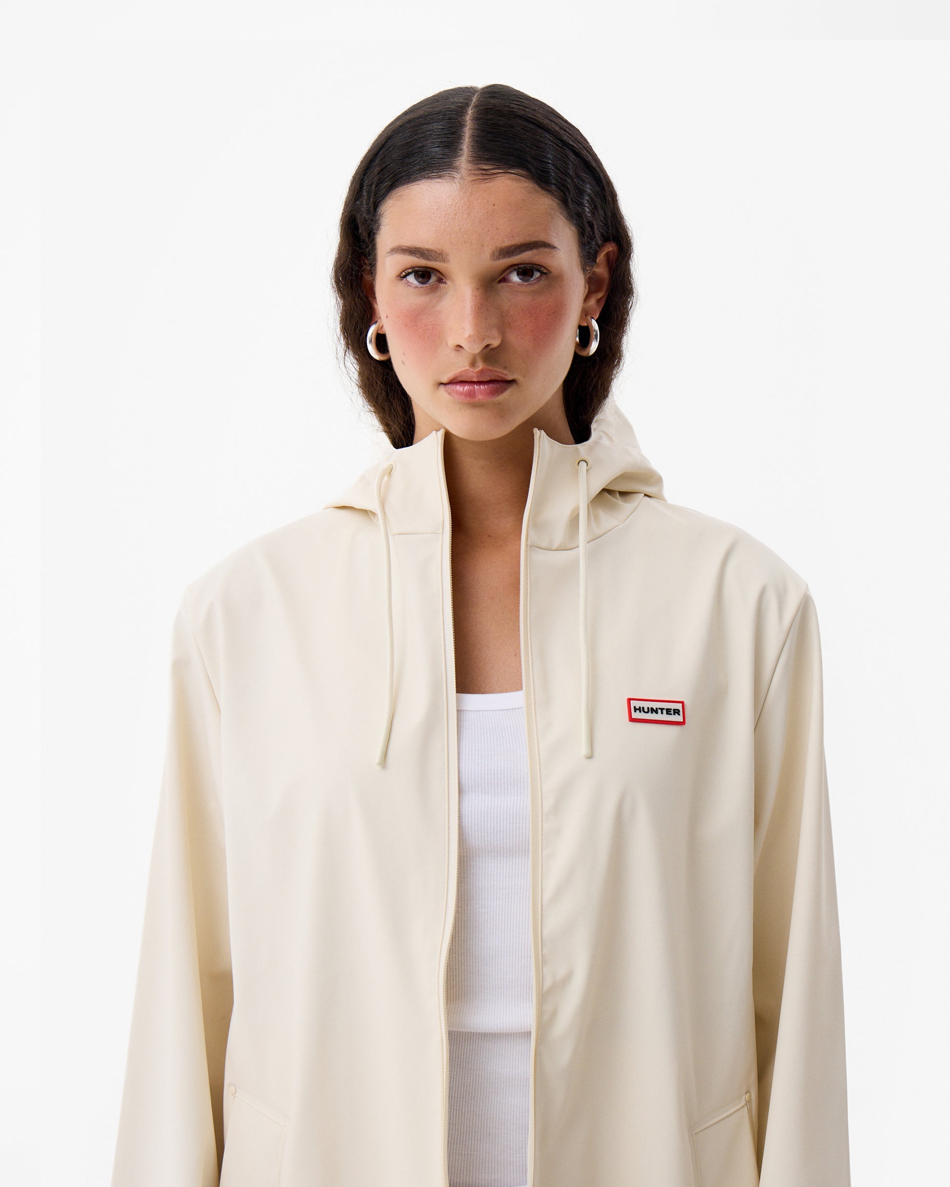 Andrea PU Raincoat Antique White