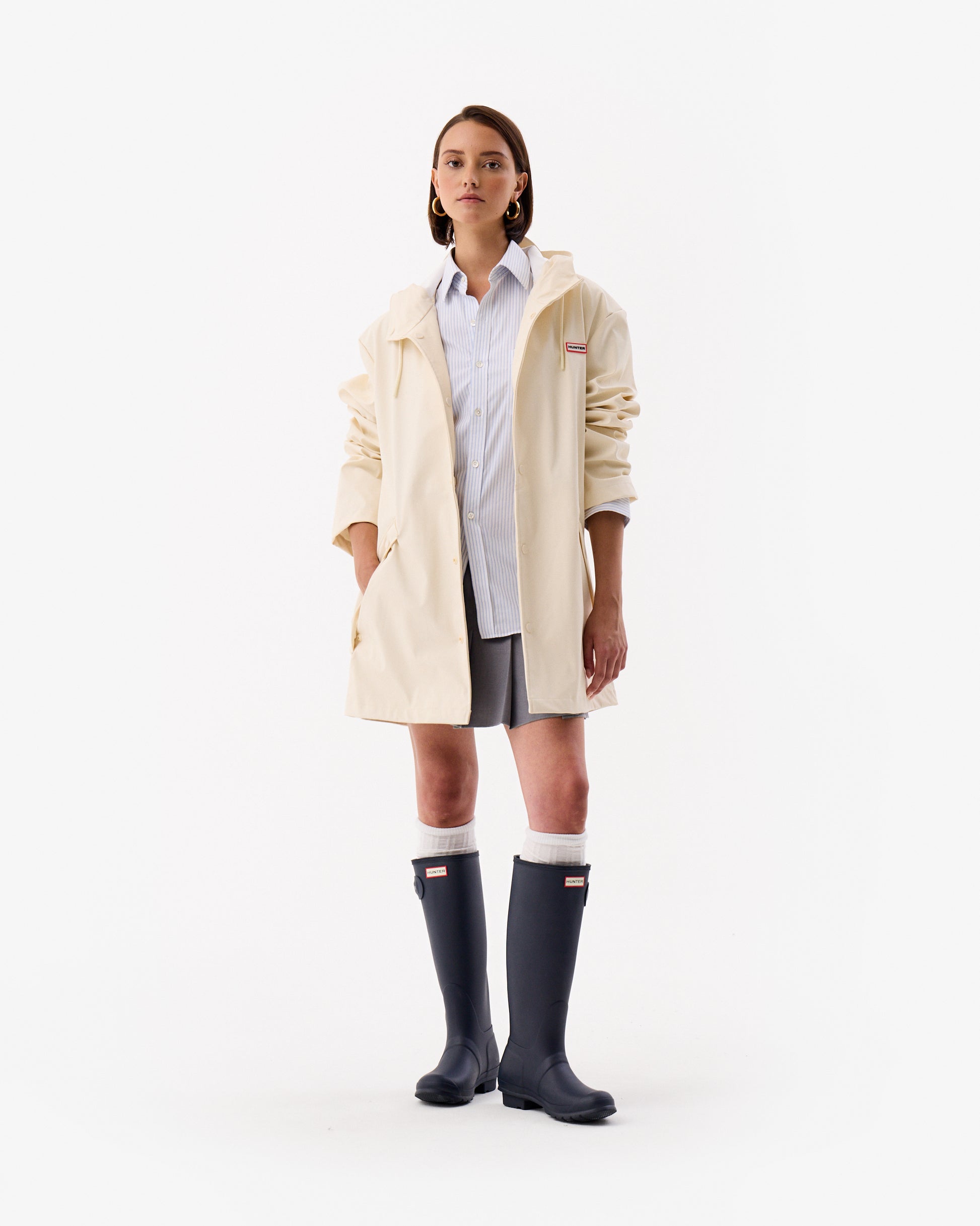 Andrea PU Raincoat Antique White