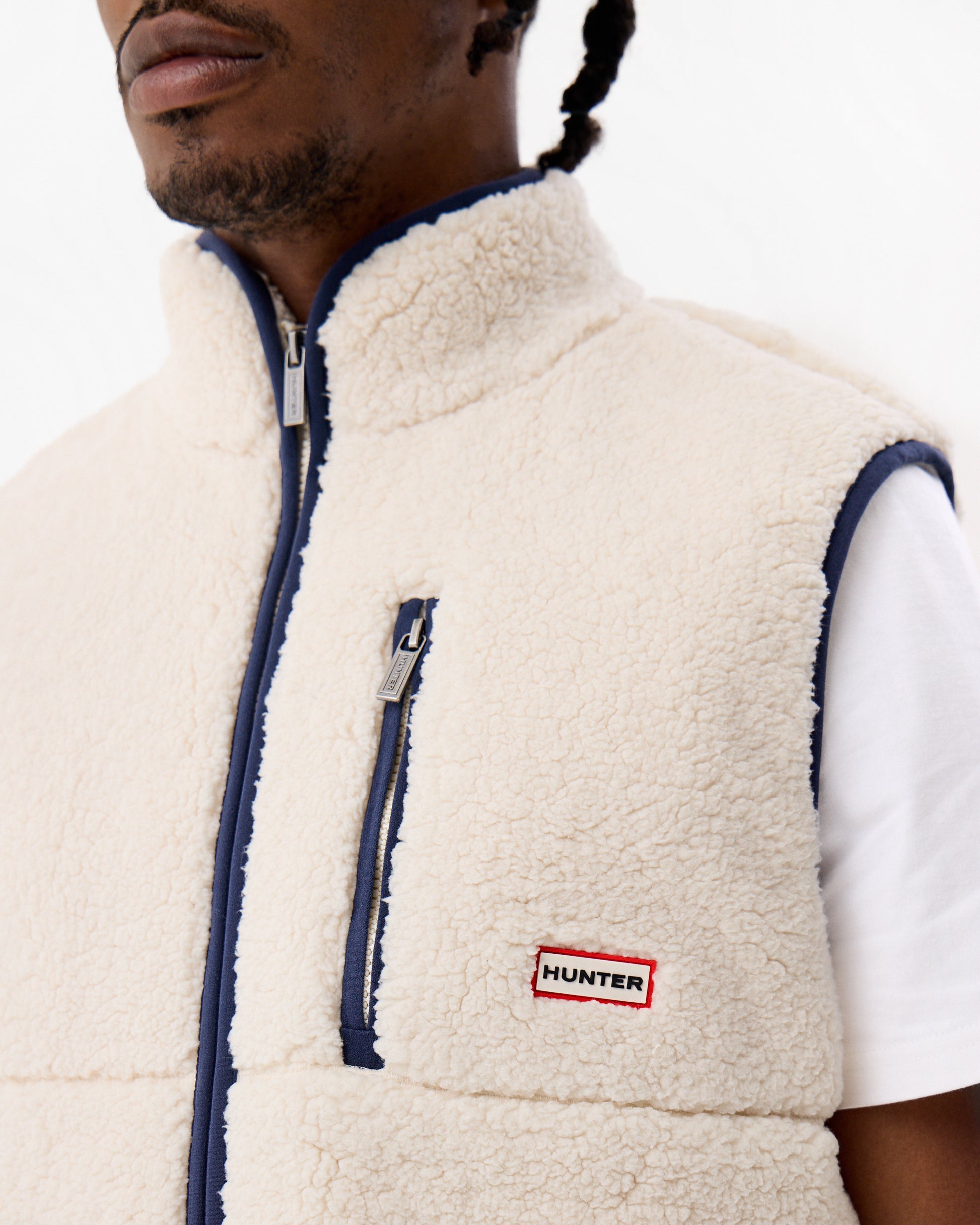 Drill Fleece Gilet Antique White