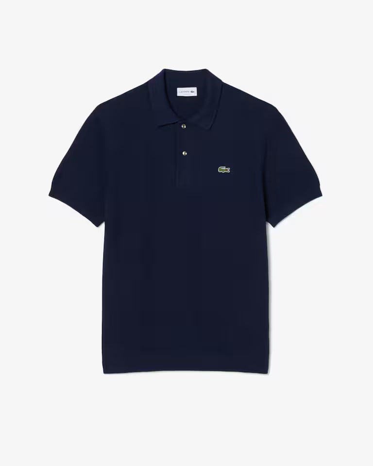 Classic Knit Fitted Polo Shirt Navy Blue