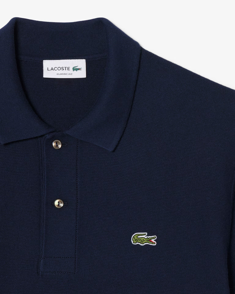 Classic Knit Fitted Polo Shirt Navy Blue