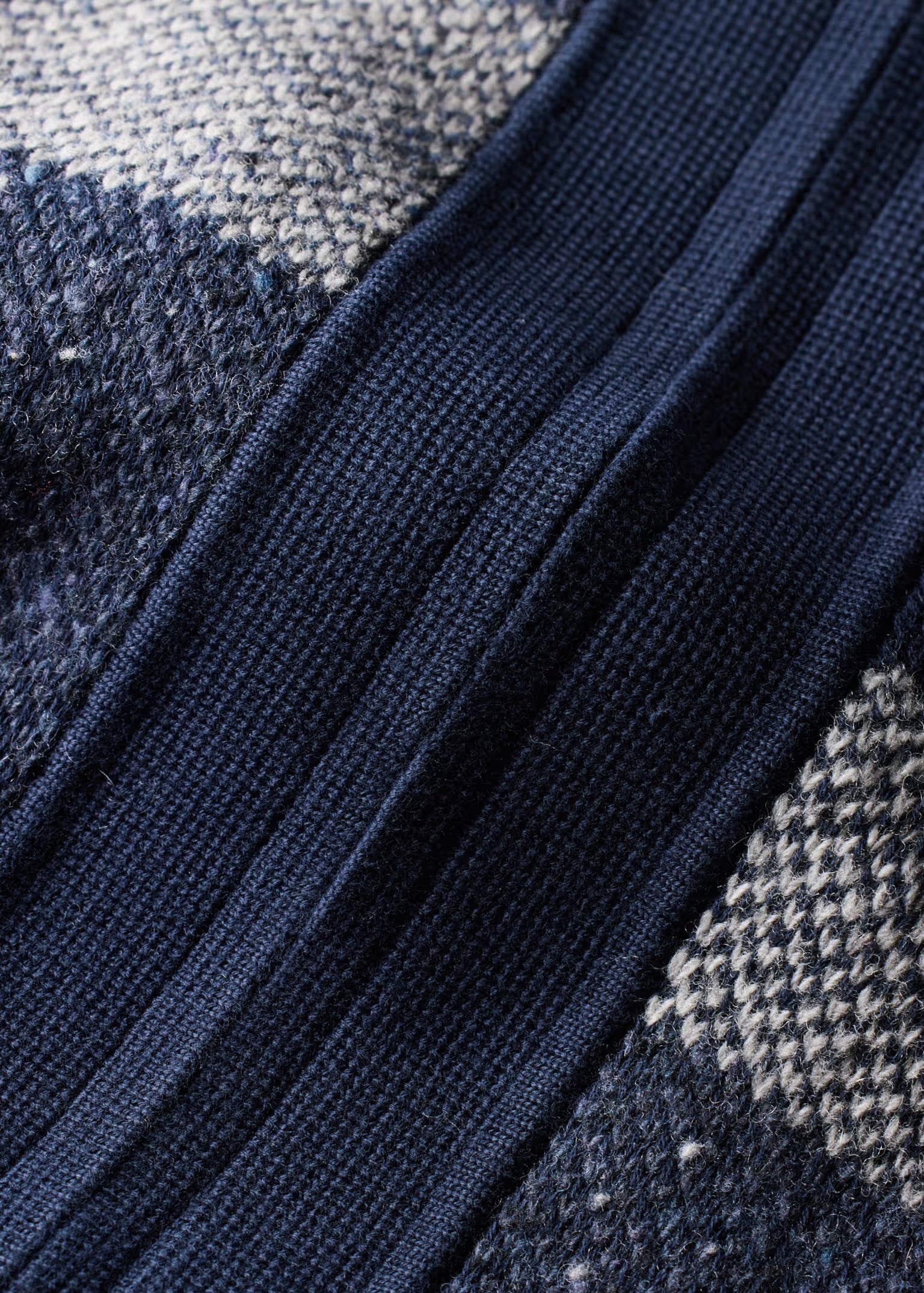 Tonal Patchwork Zip-Through Cardigan
