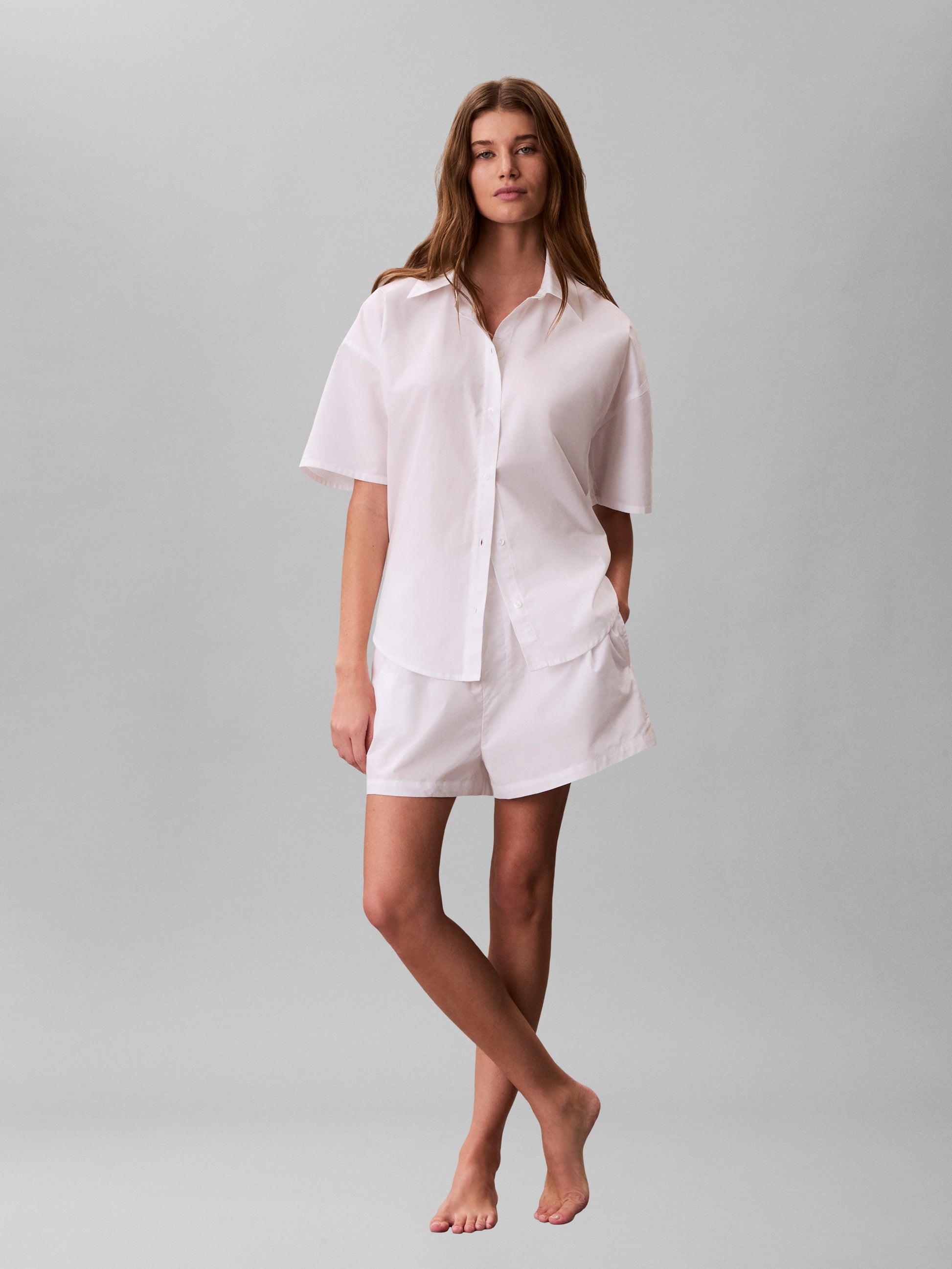 Cotton Poplin Pyjama Shorts Classic White