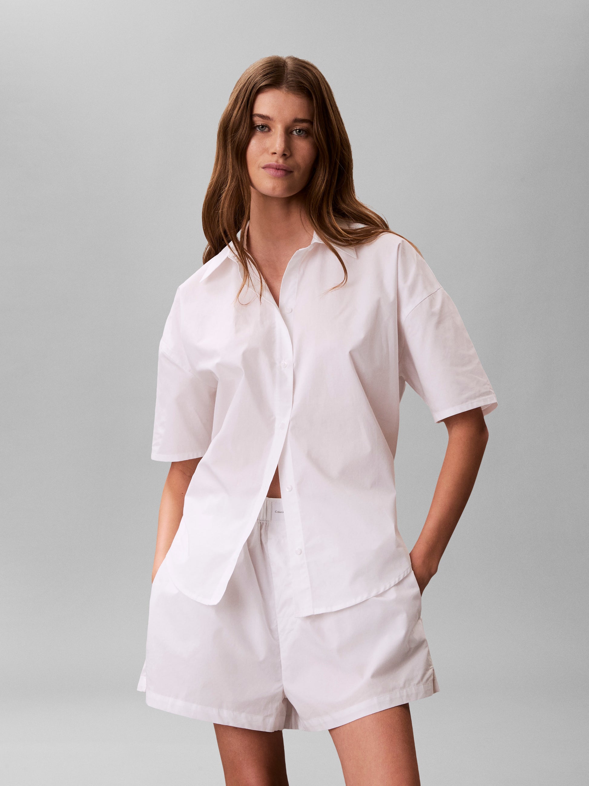 Cotton Poplin Pyjama Shorts Classic White