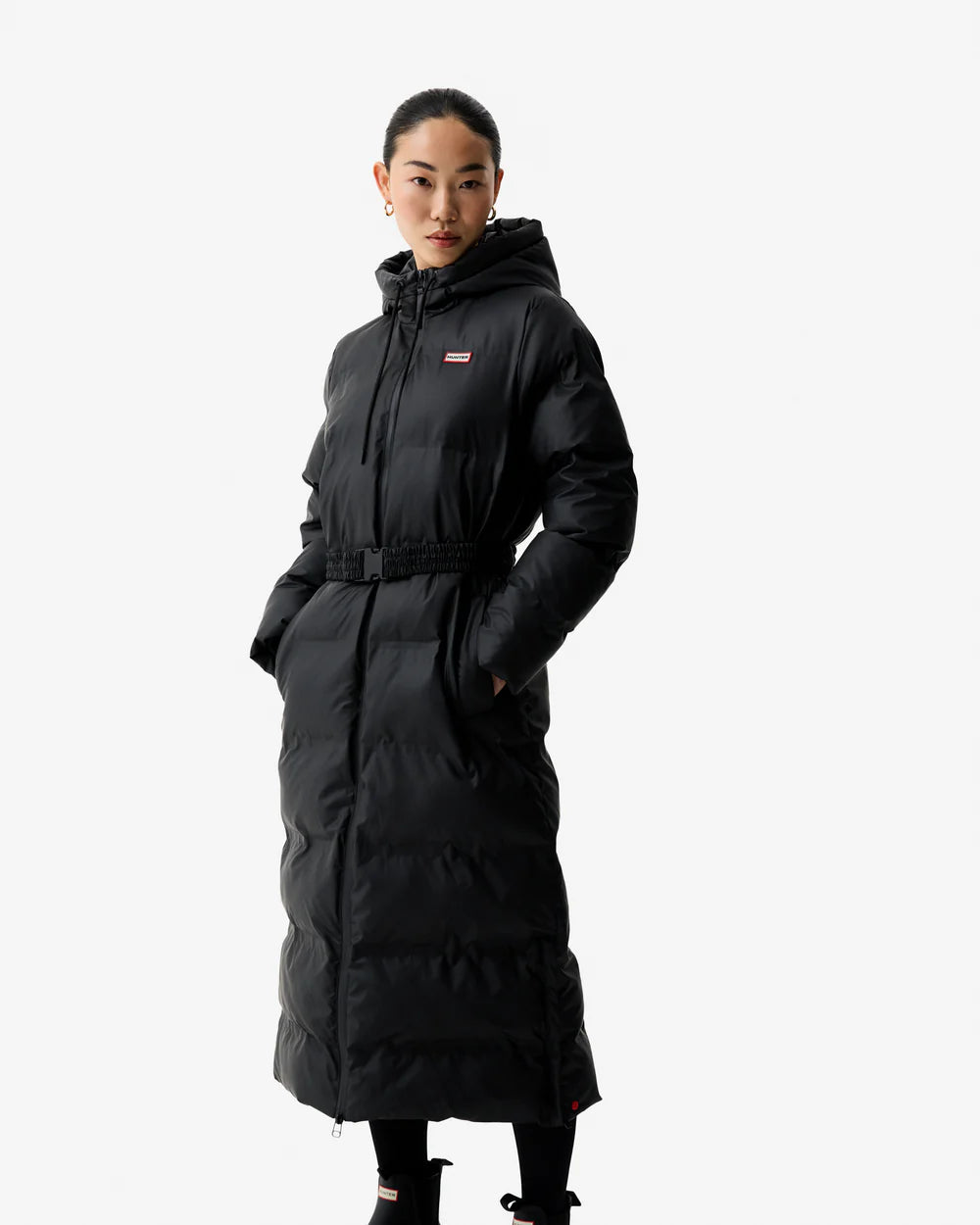 Hutchison Sonic Welded PU Long Puffer Jacket Black