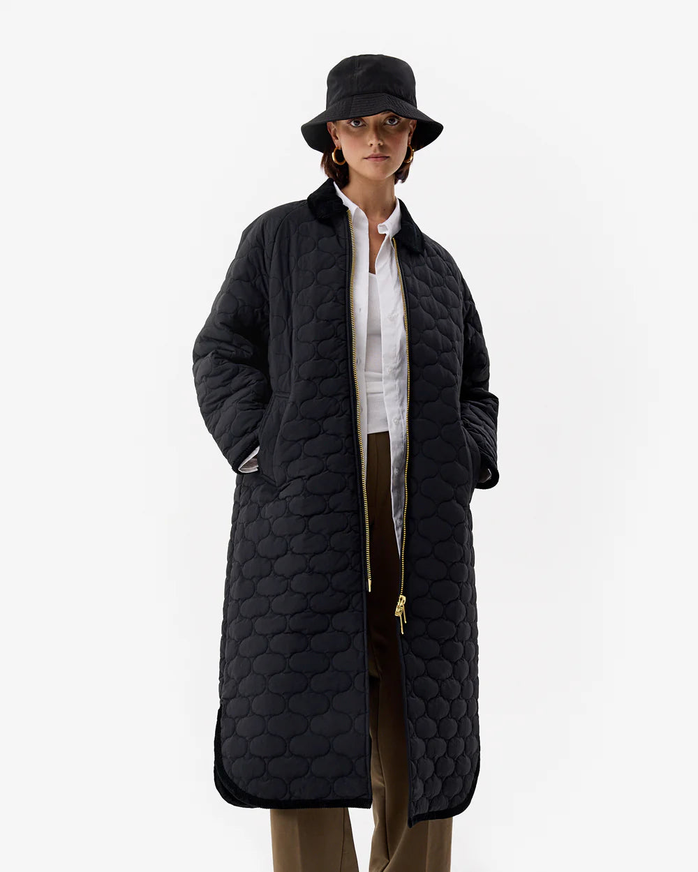 Fionn Long Quilted Coat Hunter Black