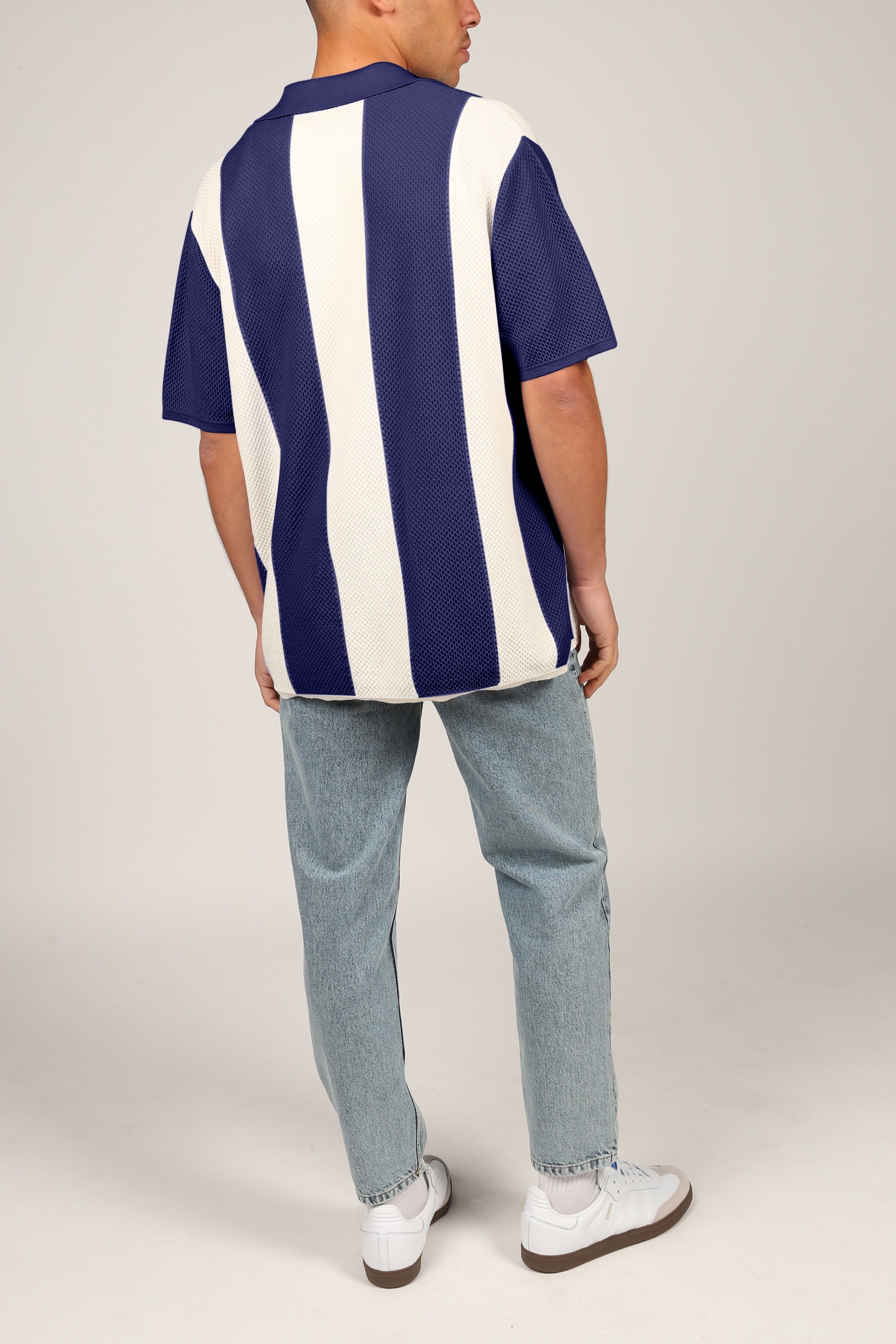 Striped Knit Shirt 01 Navy