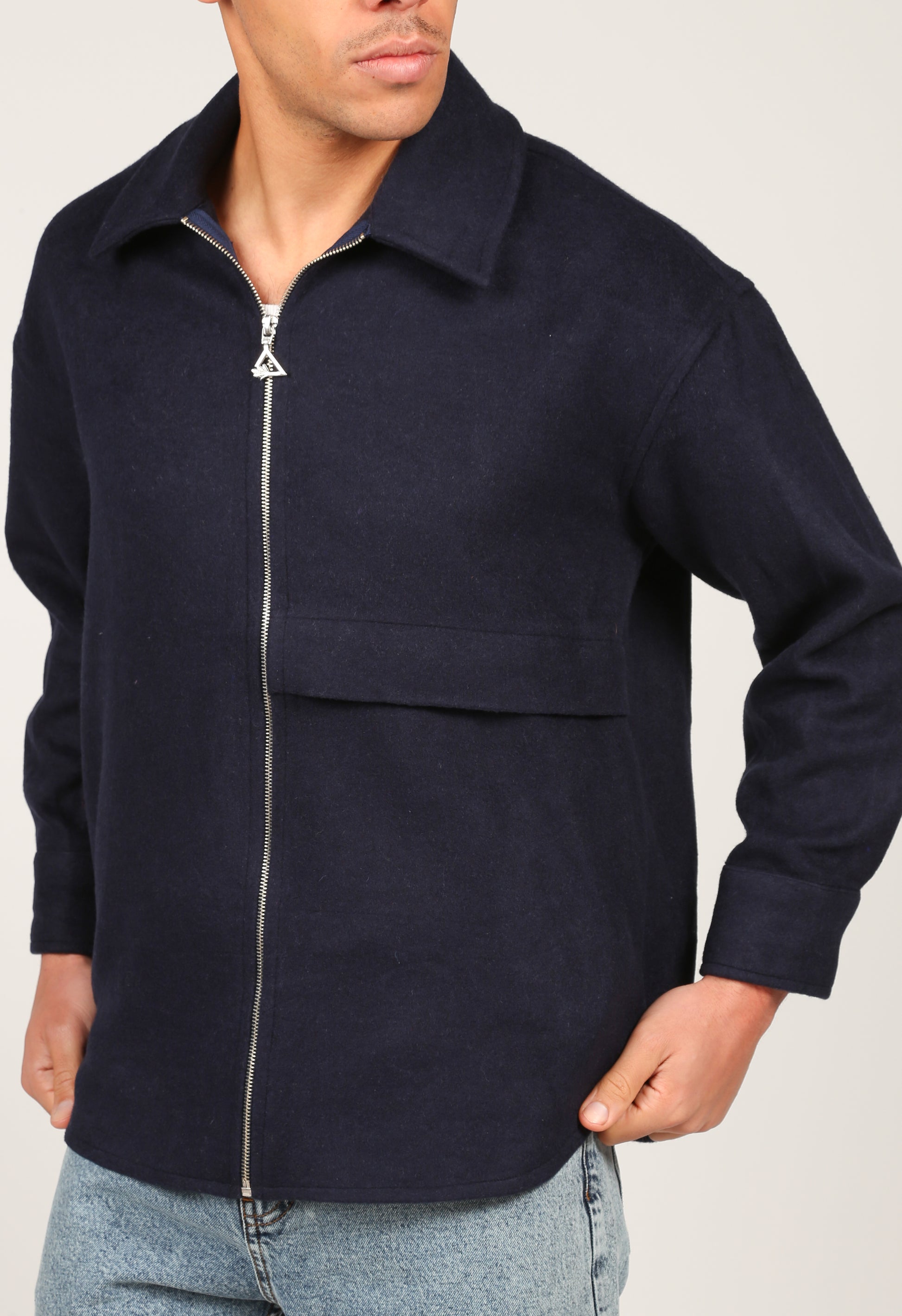 Zip Through Shacket Navy