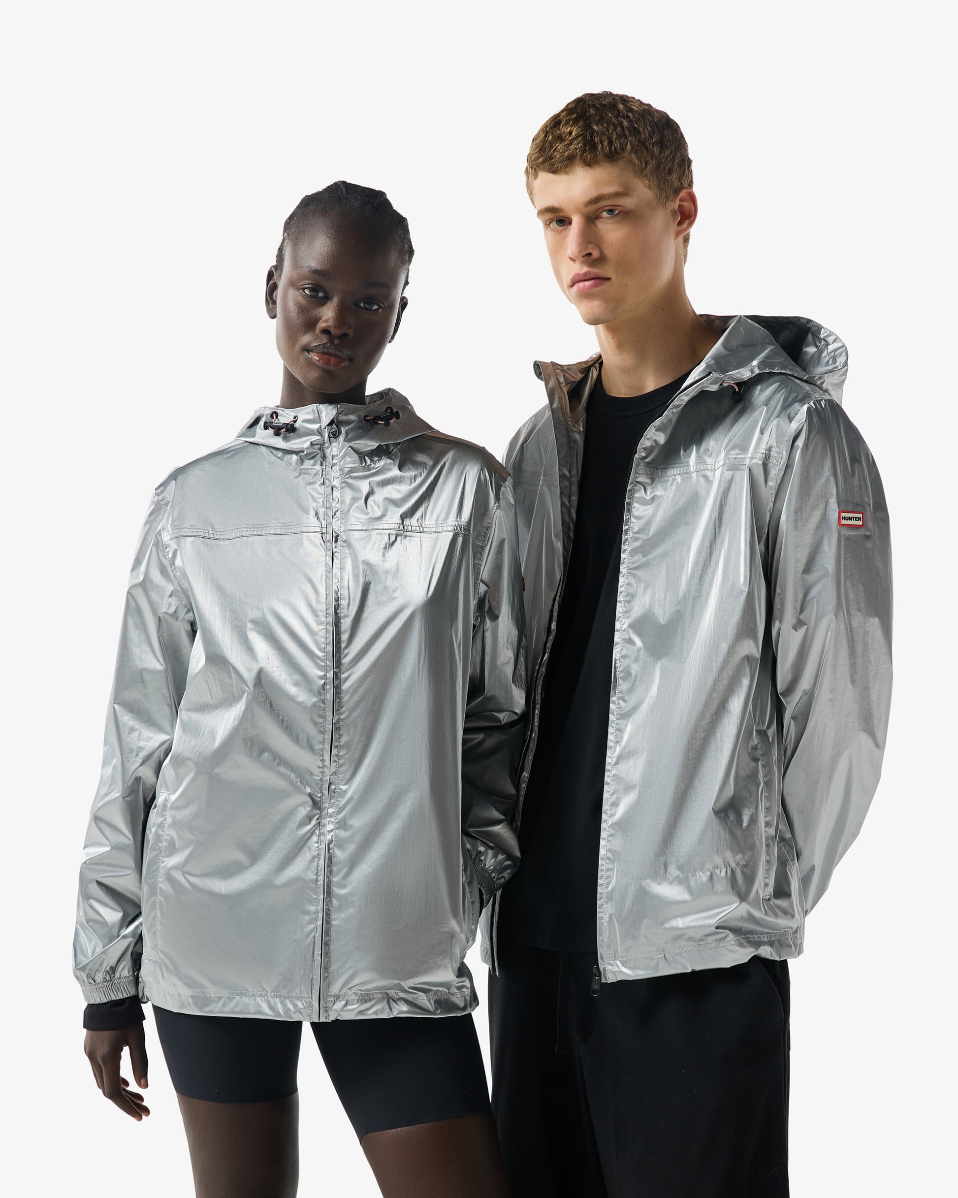 Unisex Packable Shell Rain Jacket Silver