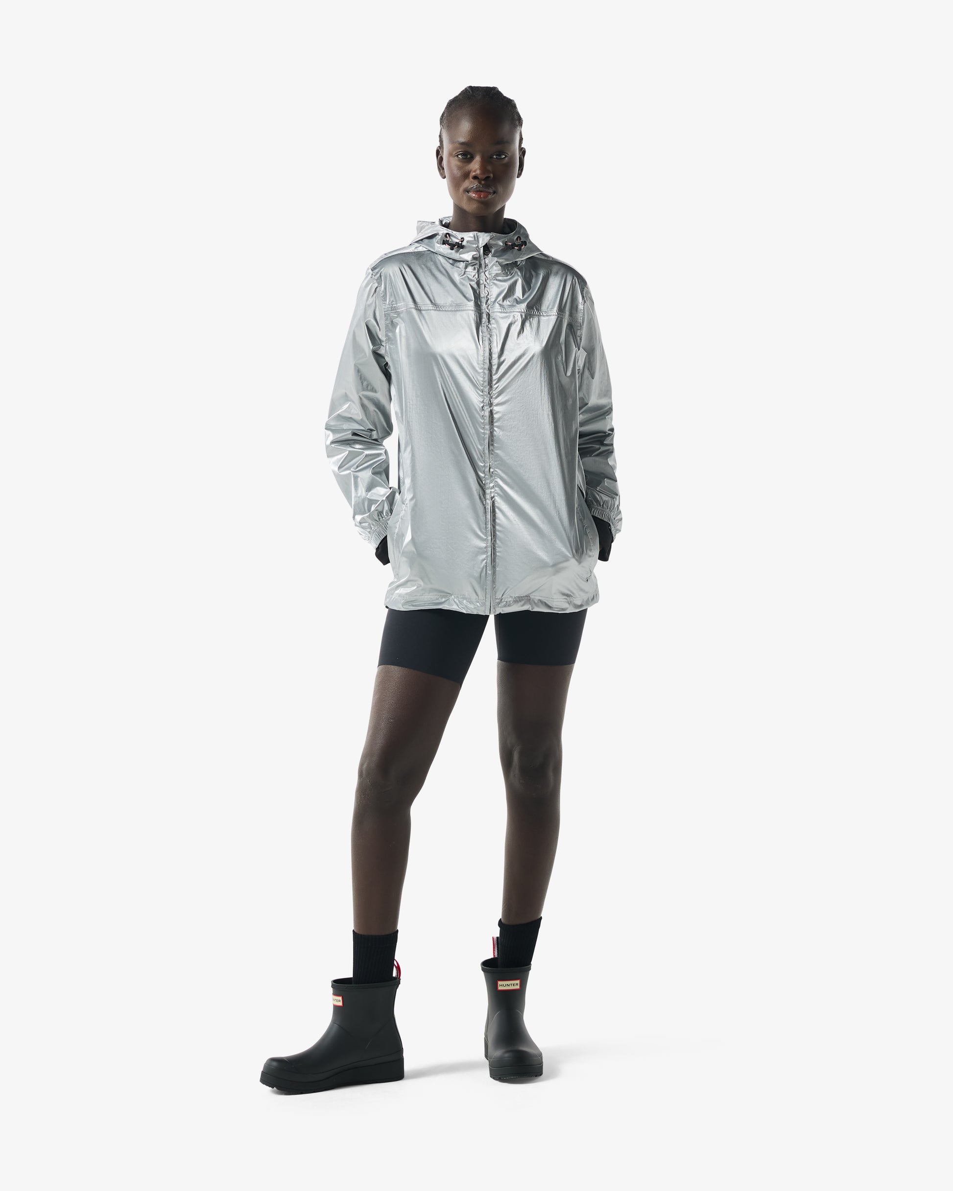 Unisex Packable Shell Rain Jacket Silver