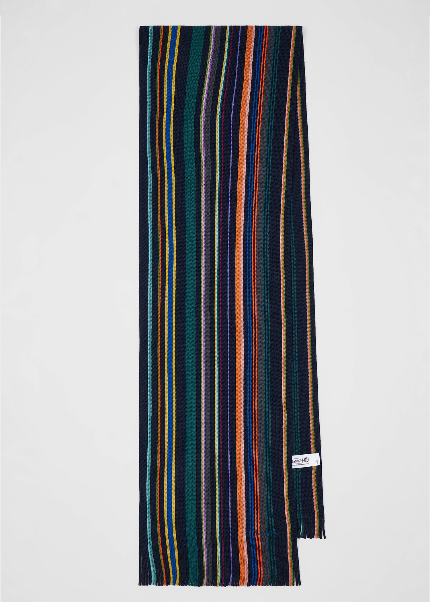Merino Wool Ivan Stripe Scarf Grey