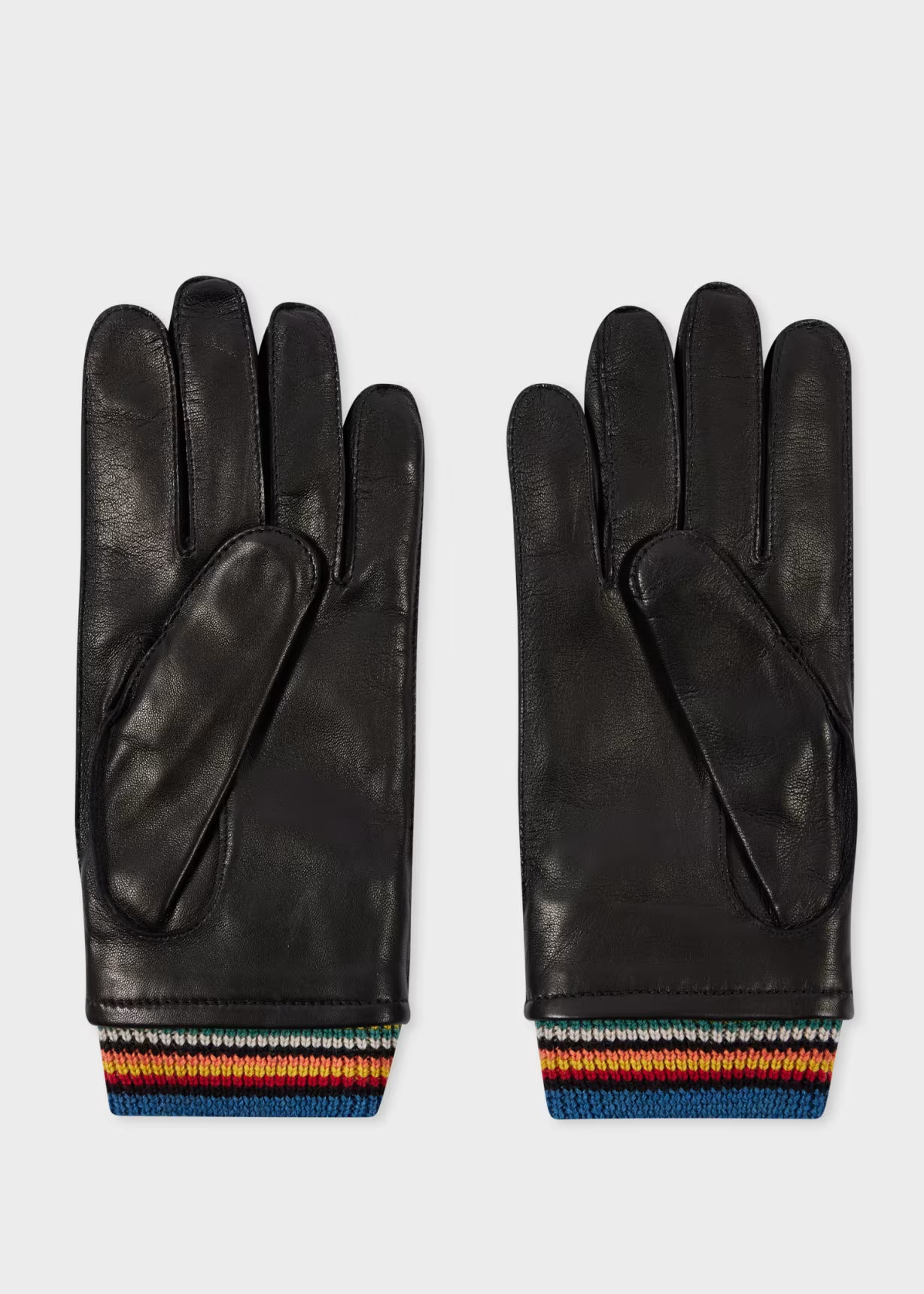 Black Leather 'Signature Stripe' Cuff Gloves