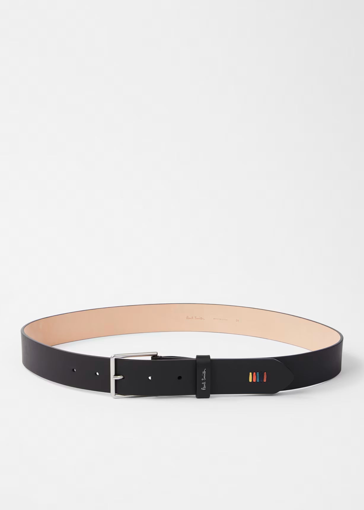 Men's Leather Belt Black Stitch