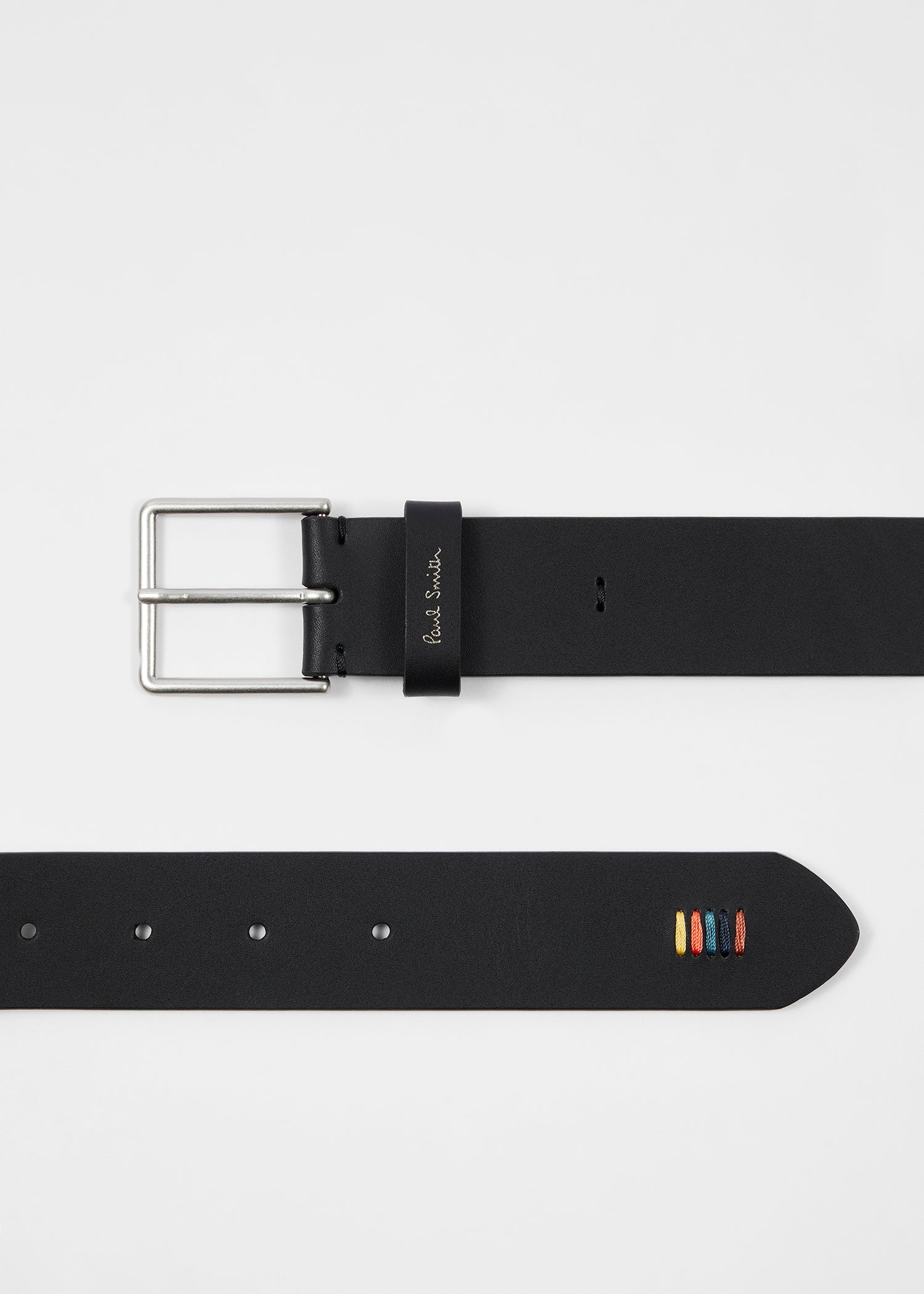 Men's Leather Belt Black Stitch